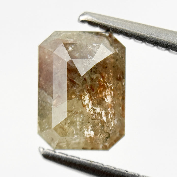 1.66 Ct Emerald Rose Cut Yellowish-Reddish Natural Unique Diamond