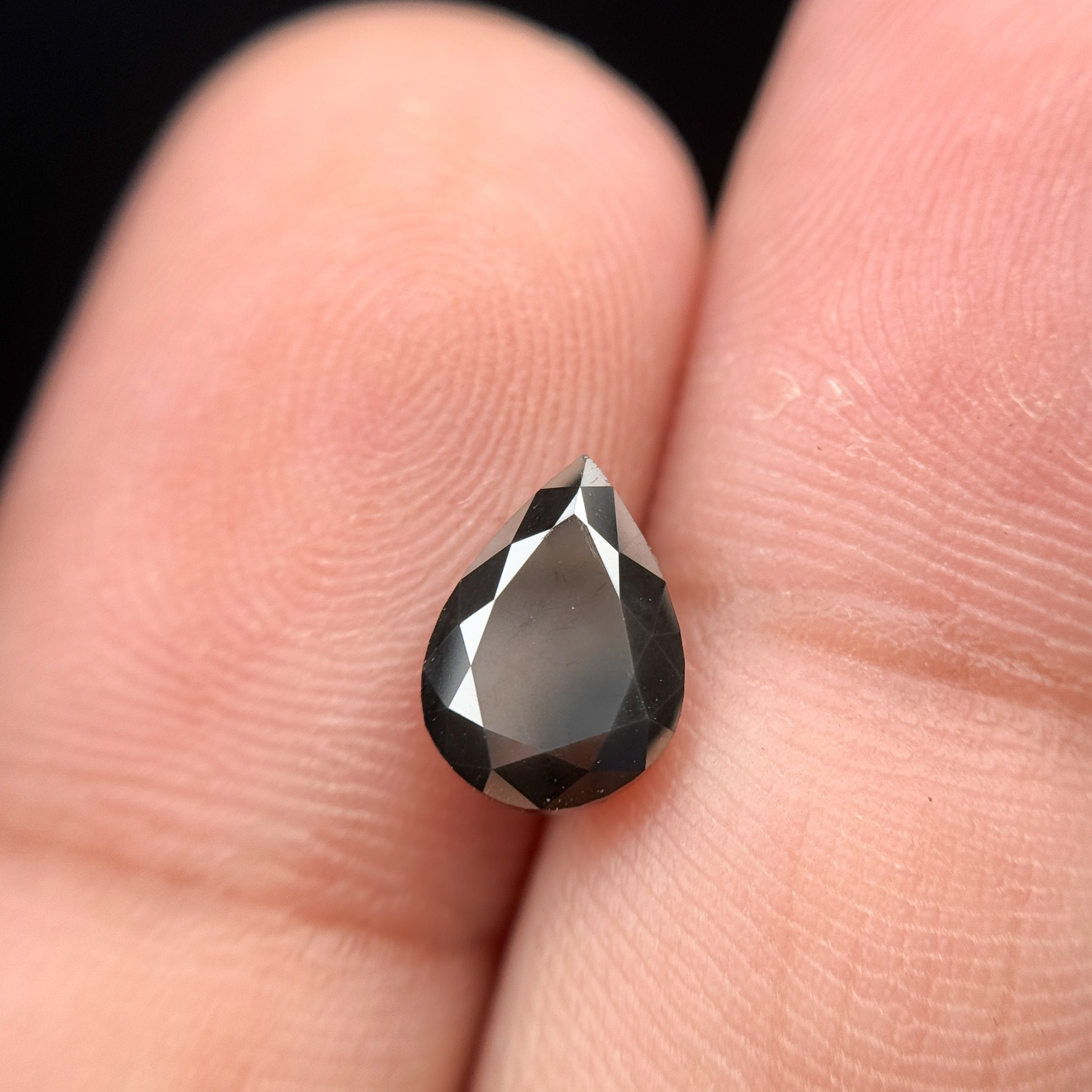 1.64 Ct Pear Rose Cut Black Natural Loose Diamond