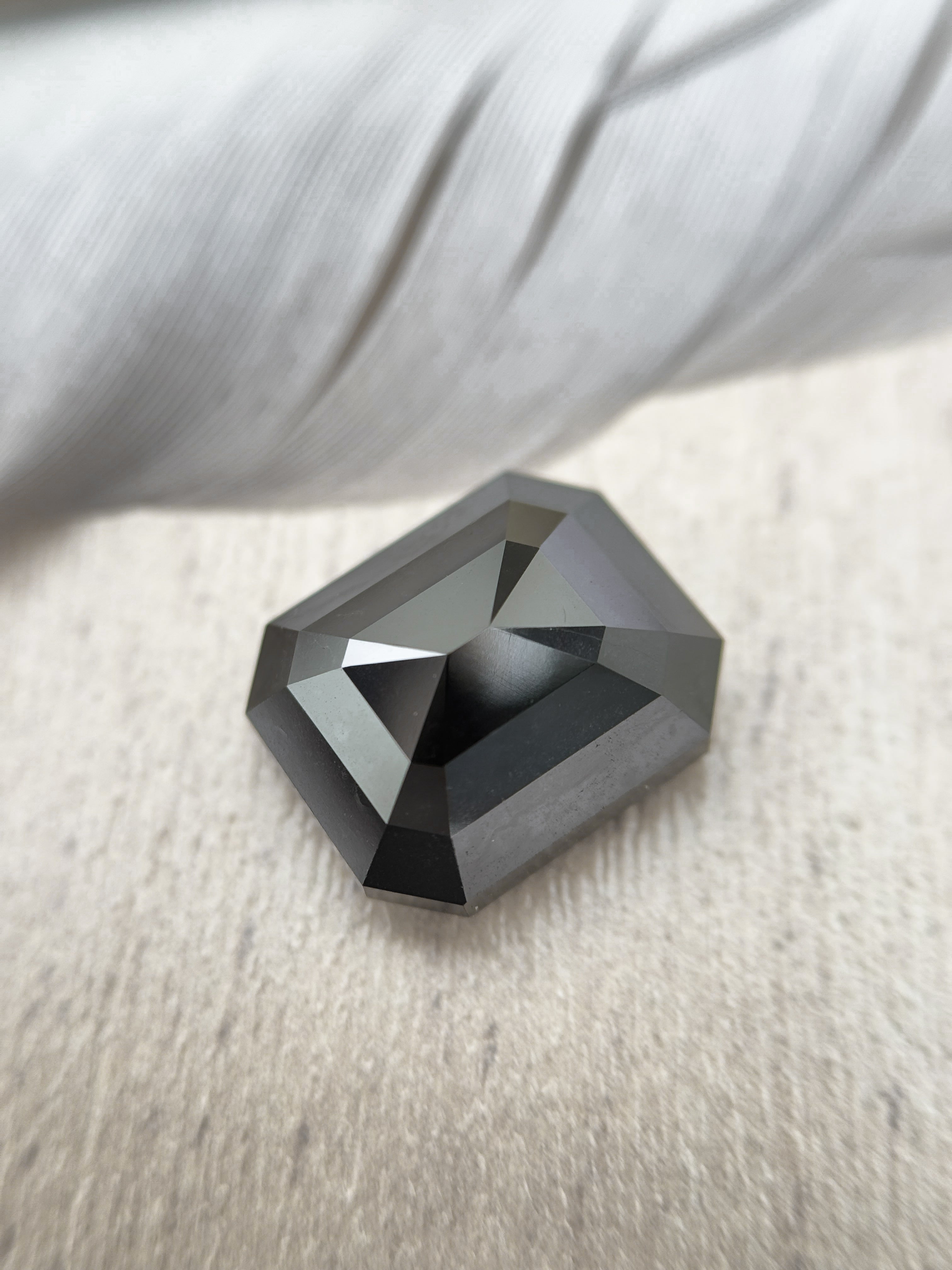 6.44 Ct Emerald Rose Cut Black Natural Salt and Pepper Diamond