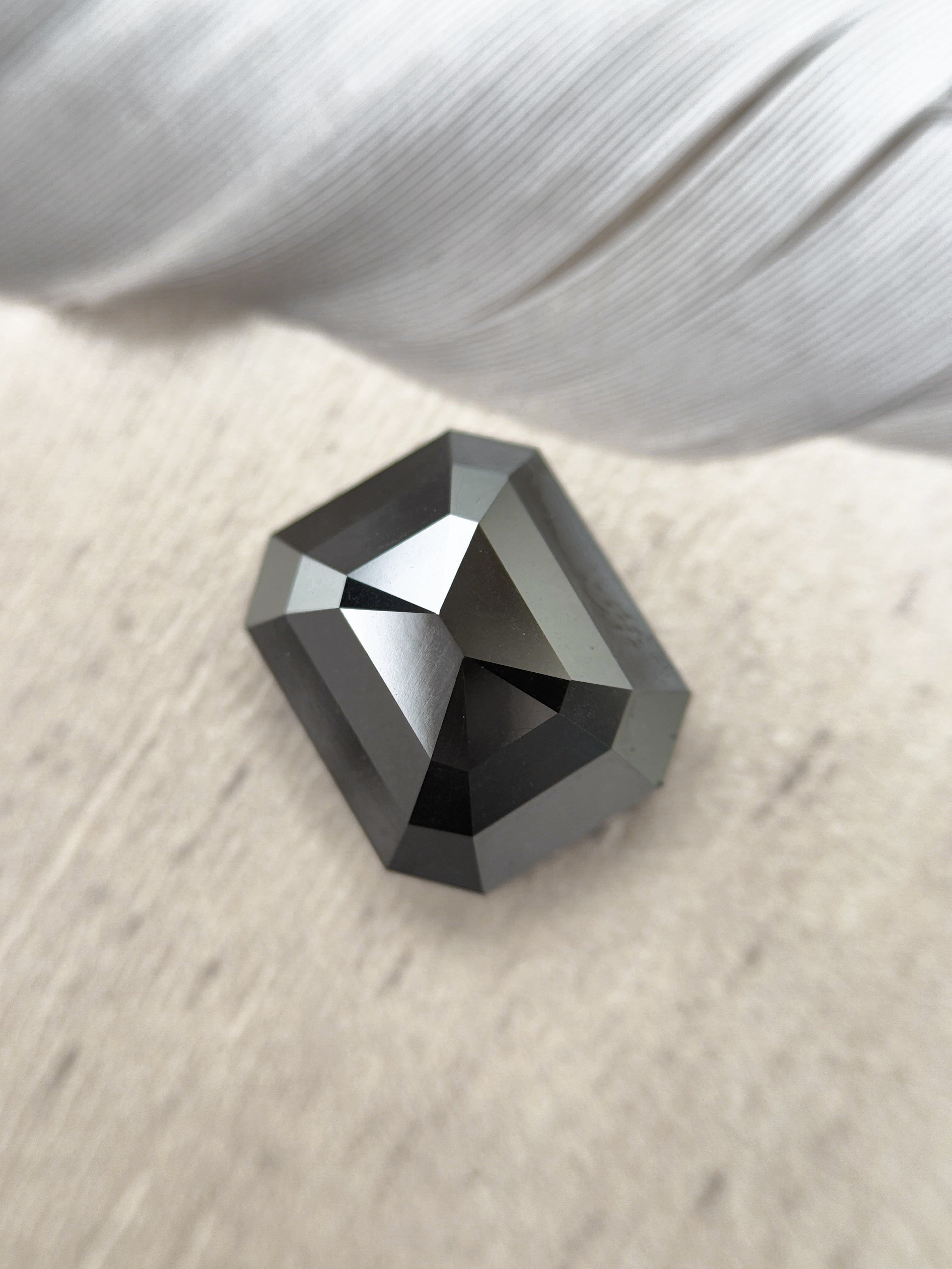 6.44 Ct Emerald Rose Cut Black Natural Salt and Pepper Diamond
