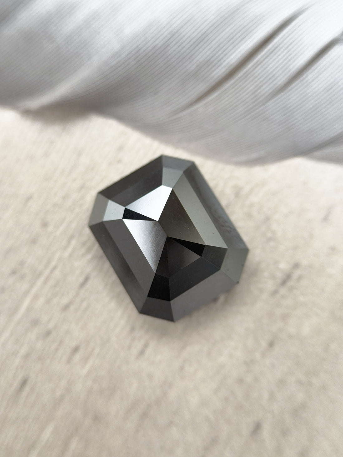 6.44 Ct Emerald Rose Cut Black Natural Salt and Pepper Diamond