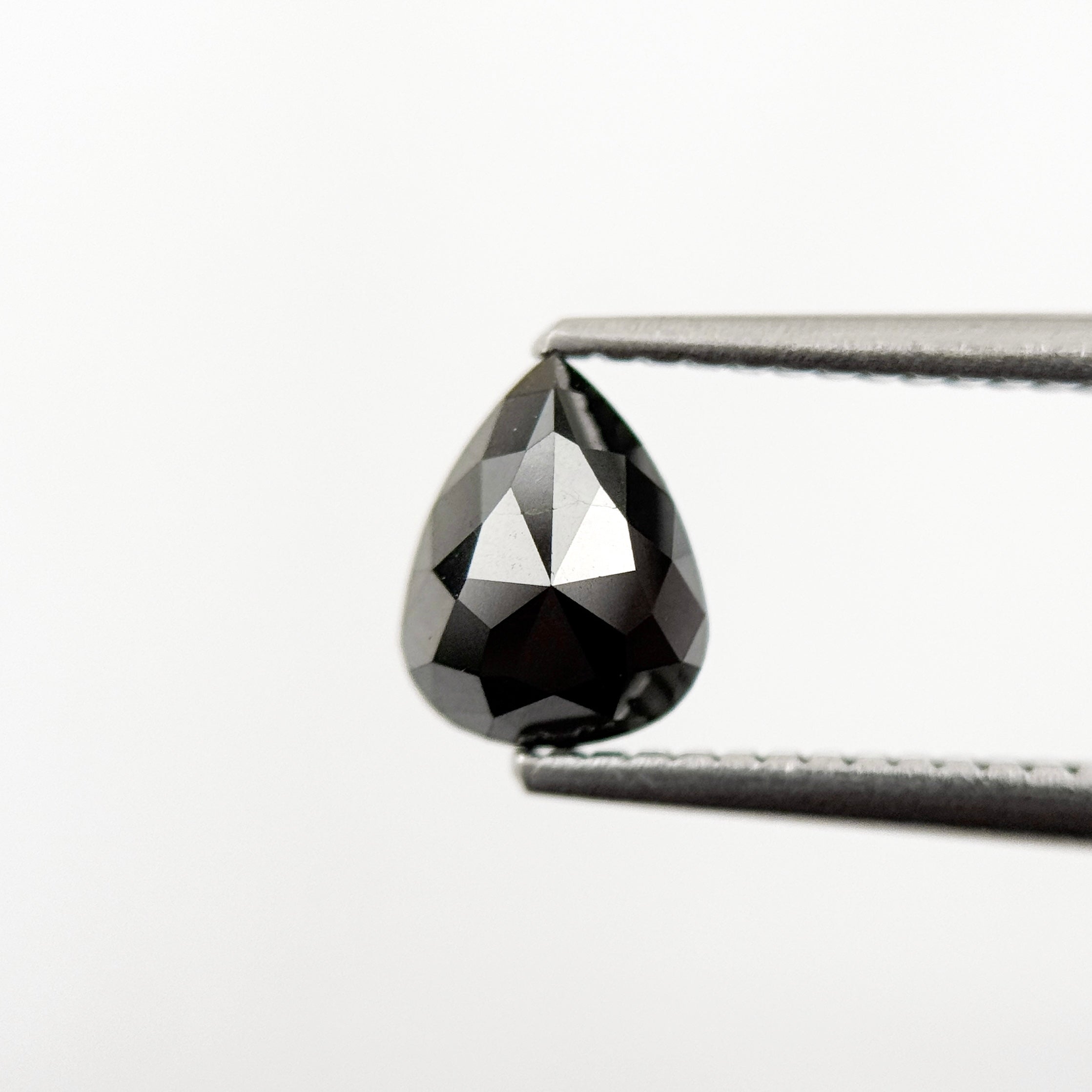1.01 Ct Pear Rose Cut Black Natural Salt and Pepper Diamond