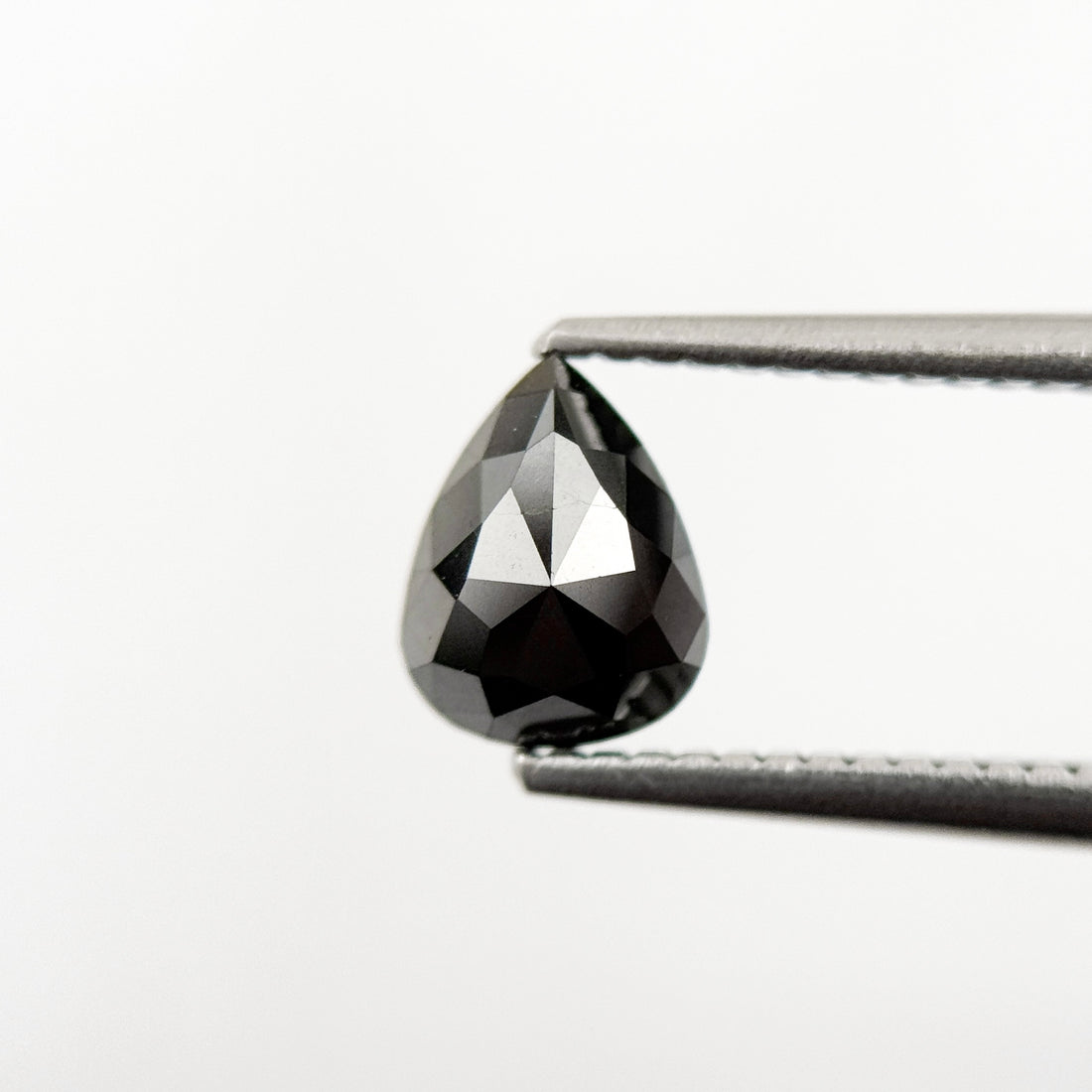 1.01 Ct Pear Rose Cut Black Natural Salt and Pepper Diamond