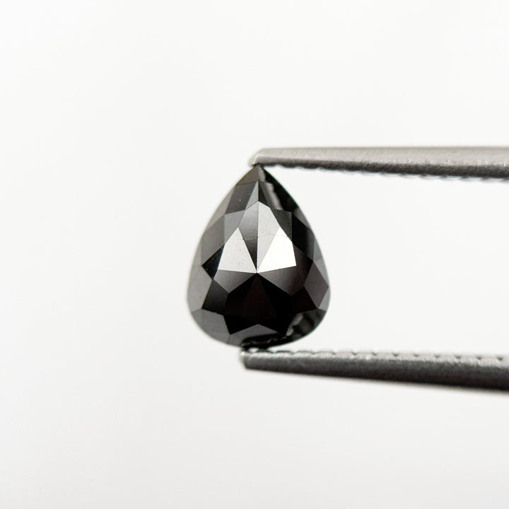 1.01 Ct Pear Rose Cut Black Natural Salt and Pepper Diamond
