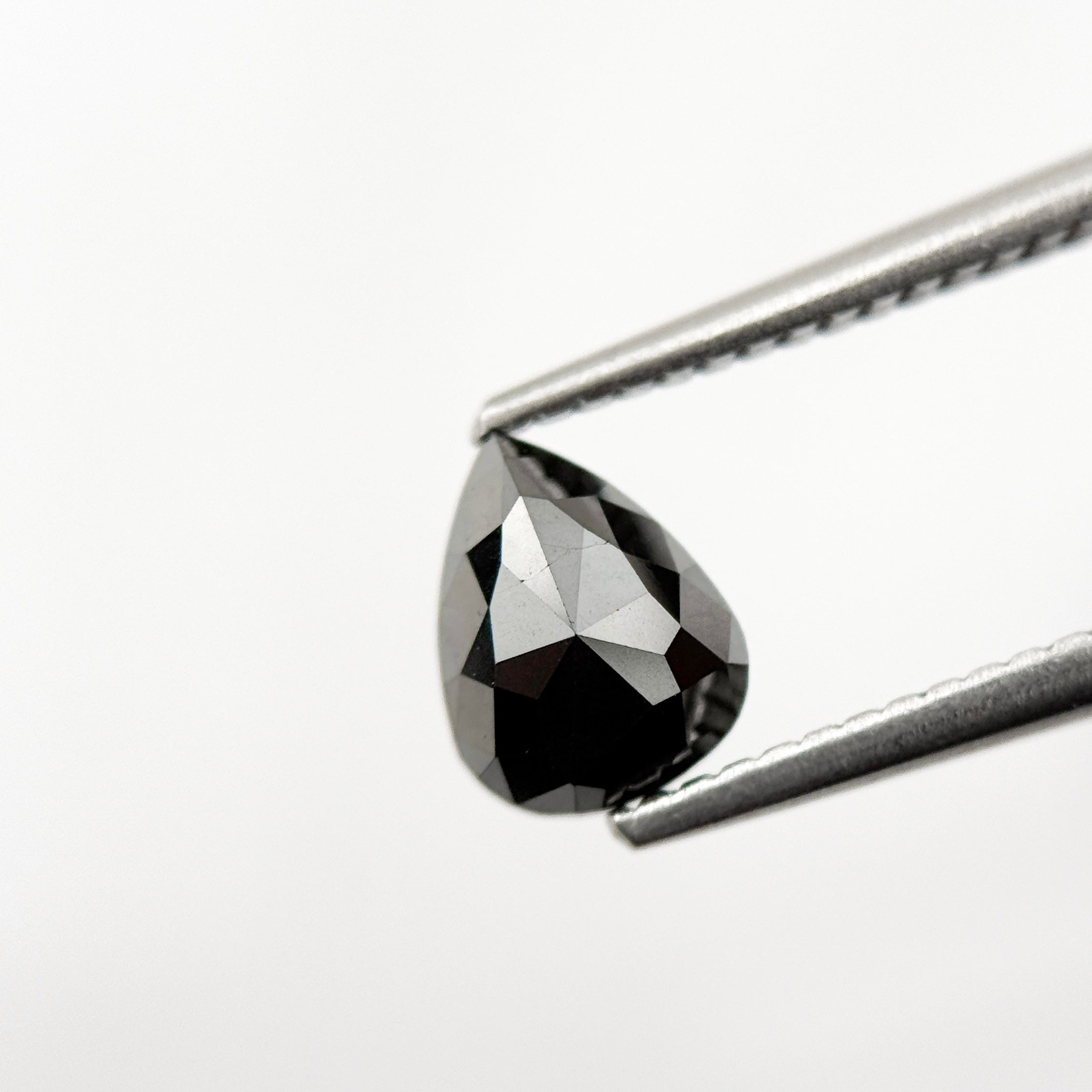 1.01 Ct Pear Rose Cut Black Natural Salt and Pepper Diamond