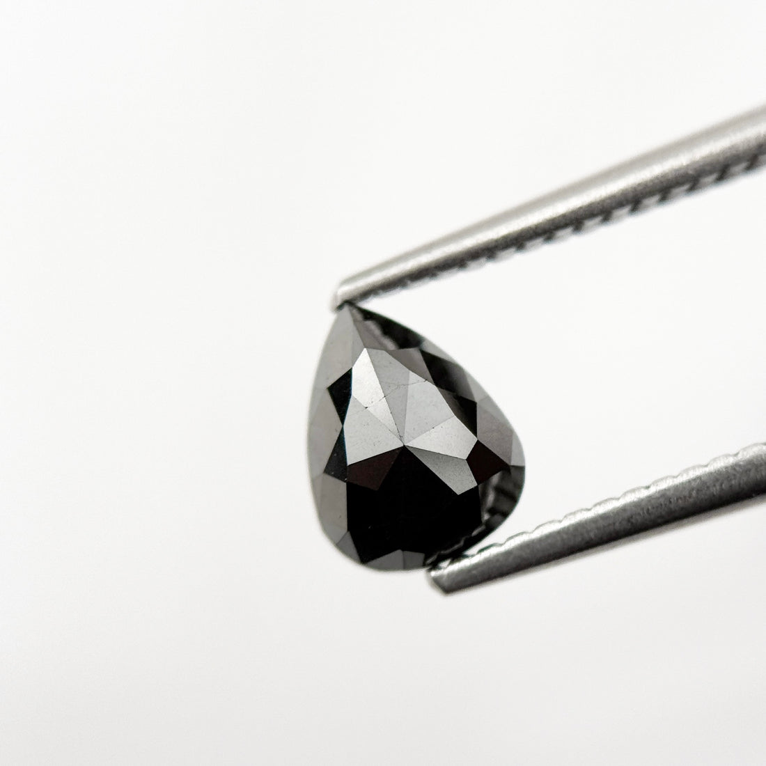 1.01 Ct Pear Rose Cut Black Natural Salt and Pepper Diamond
