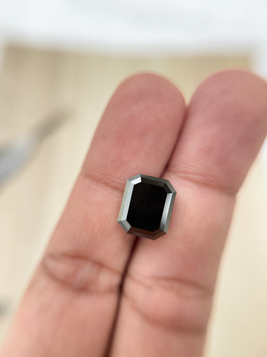 6.50 Ct Emerald Rose Cut Black Natural Loose Diamond