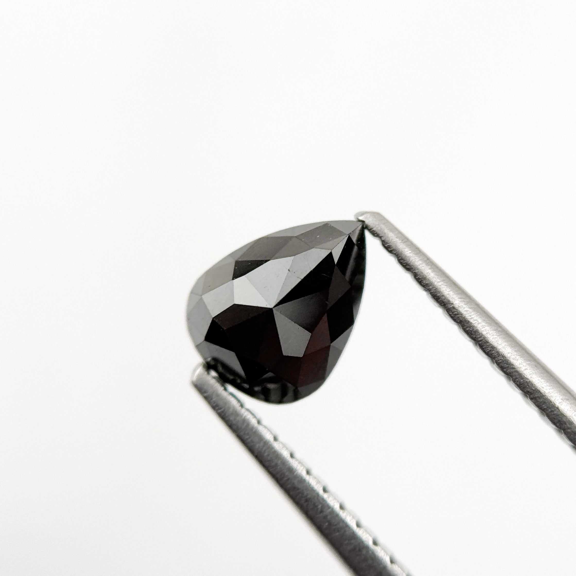 1.01 Ct Pear Rose Cut Black Natural Salt and Pepper Diamond