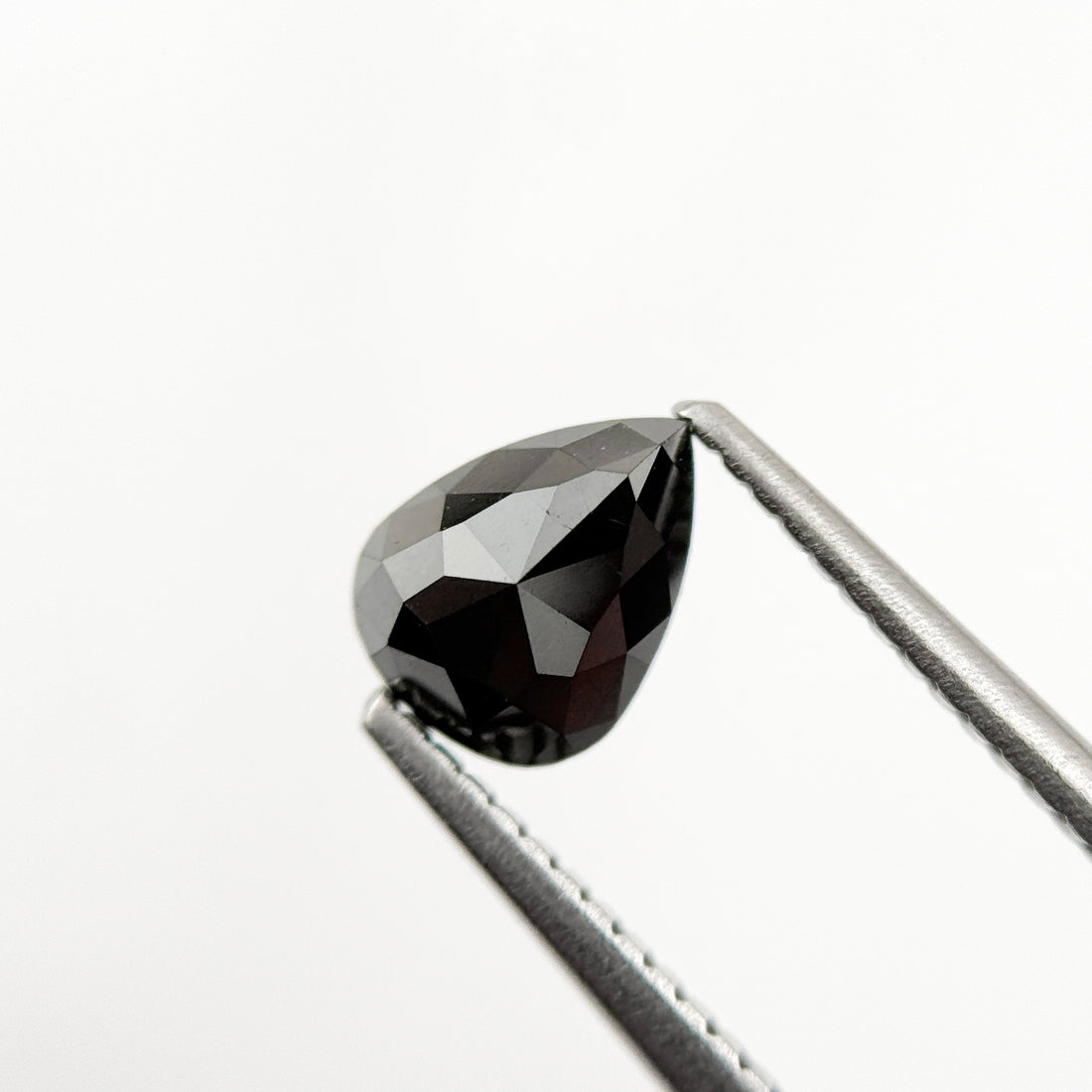 1.01 Ct Pear Rose Cut Black Natural Salt and Pepper Diamond