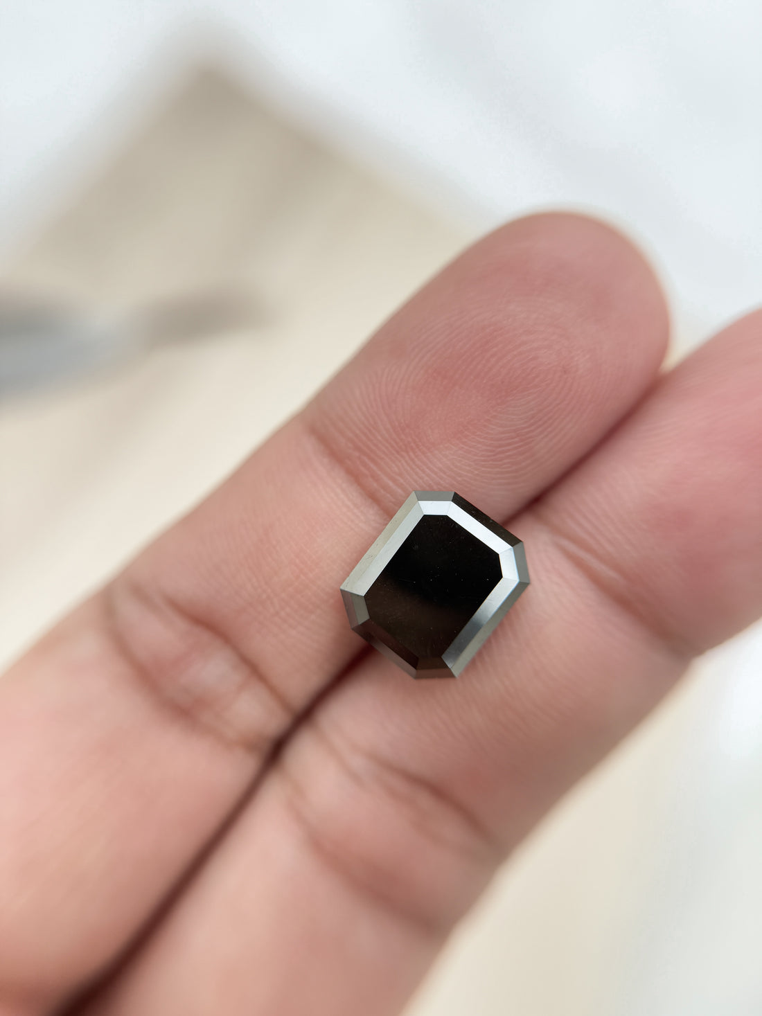 6.44 Ct Emerald Rose Cut Black Natural Salt and Pepper Diamond
