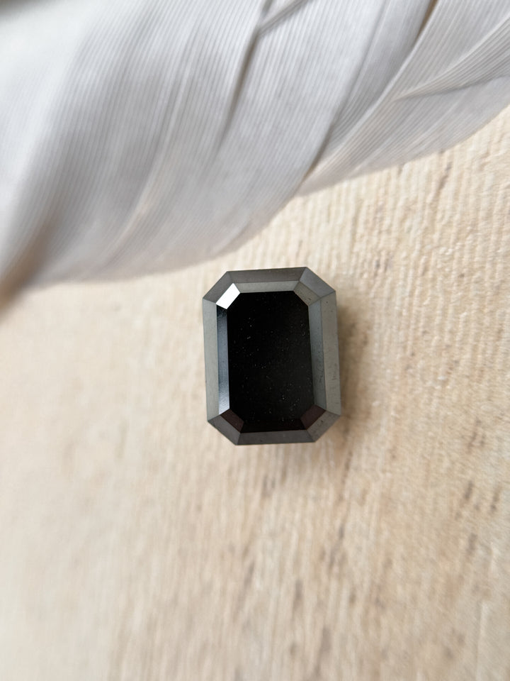 3.00 Ct Emerald Rose Cut Black Natural Salt and Pepper Diamond