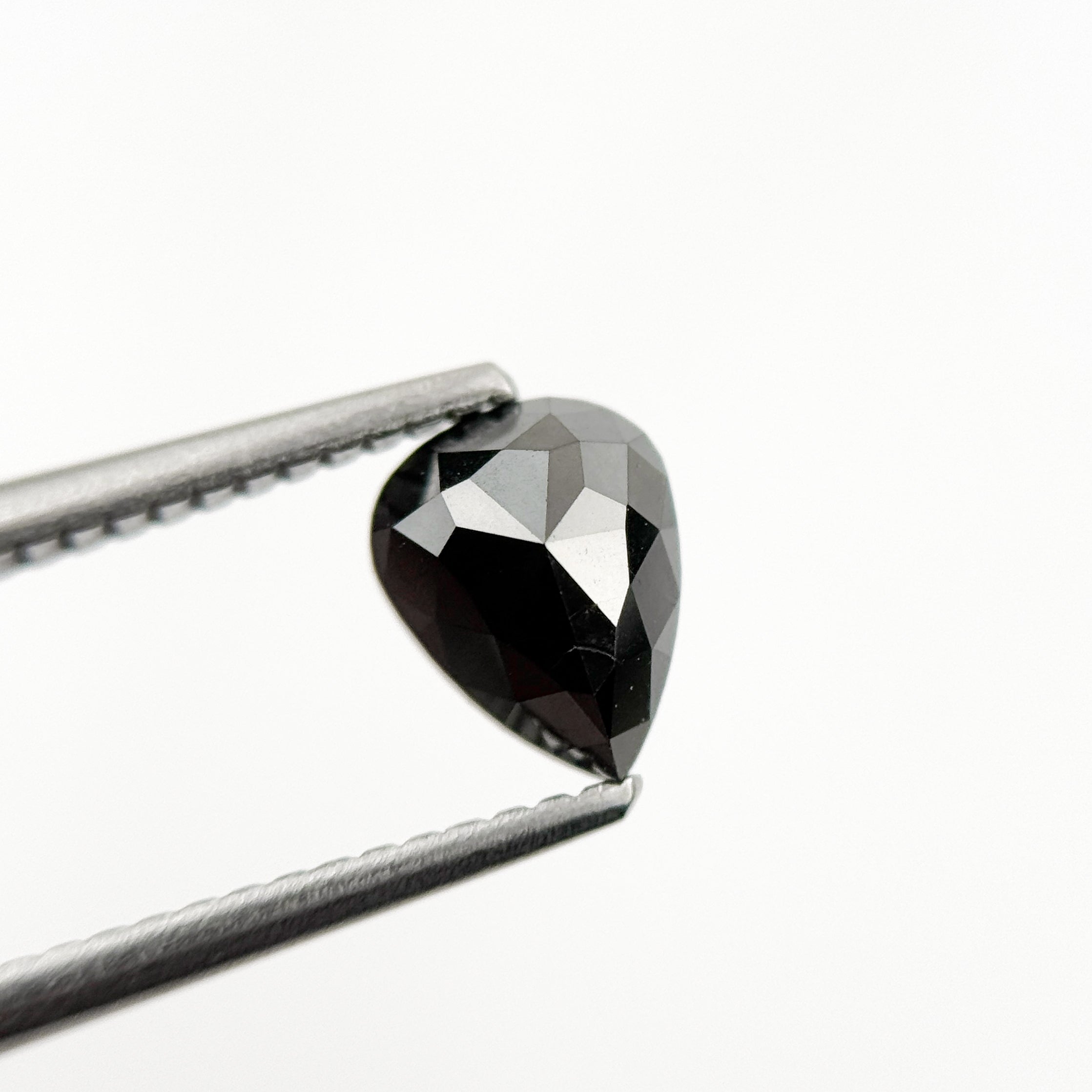 1.01 Ct Pear Rose Cut Black Natural Salt and Pepper Diamond
