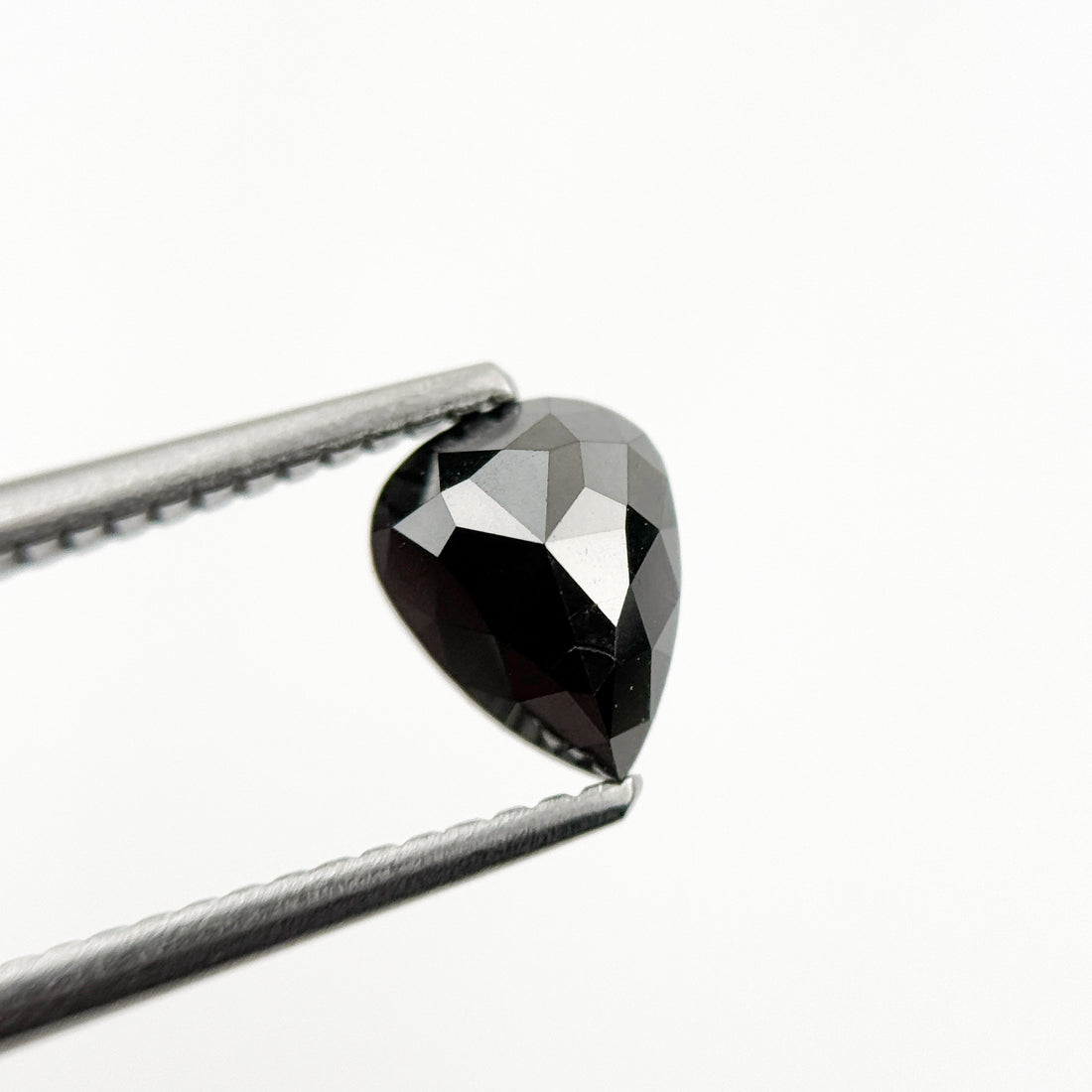 1.01 Ct Pear Rose Cut Black Natural Salt and Pepper Diamond