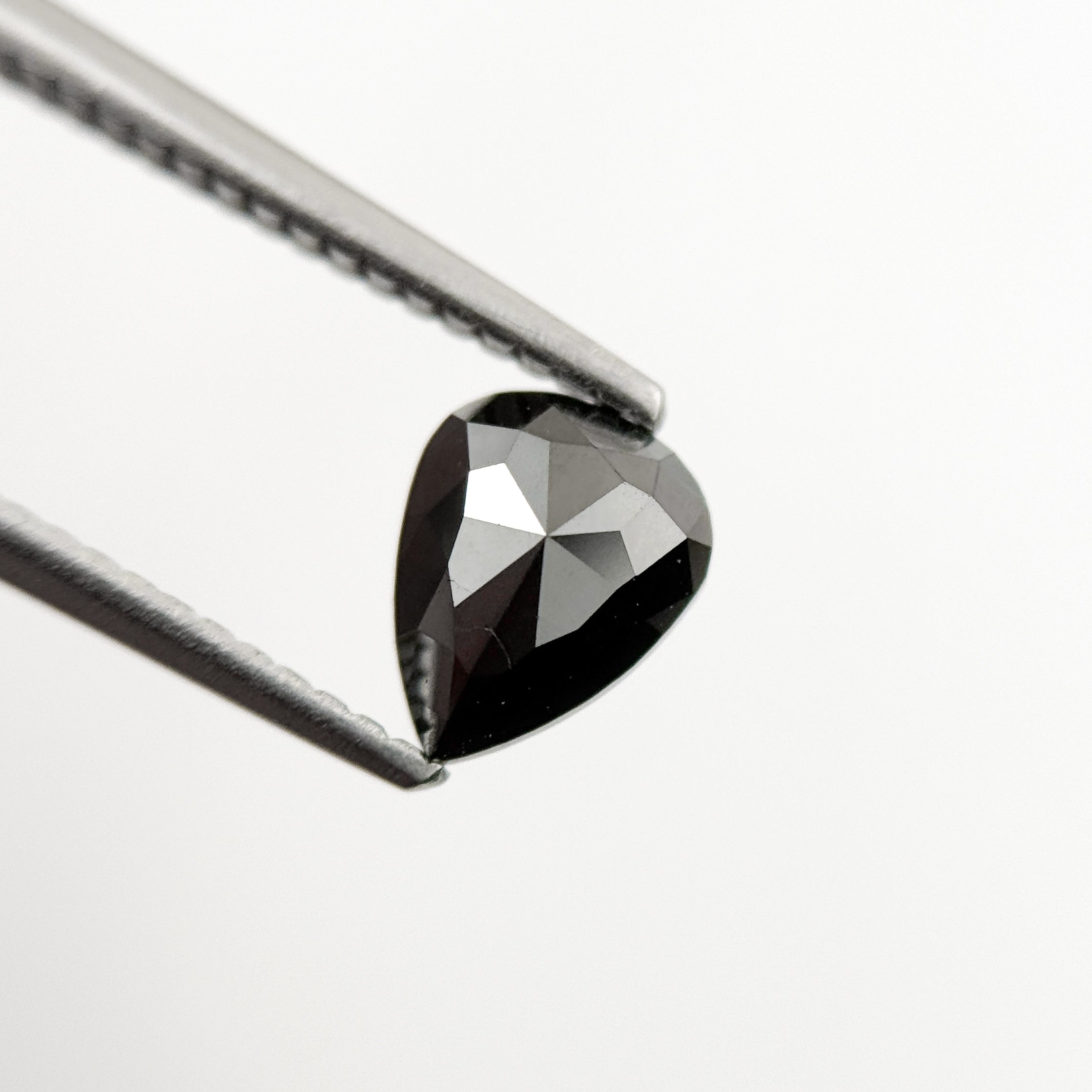 1.01 Ct Pear Rose Cut Black Natural Salt and Pepper Diamond