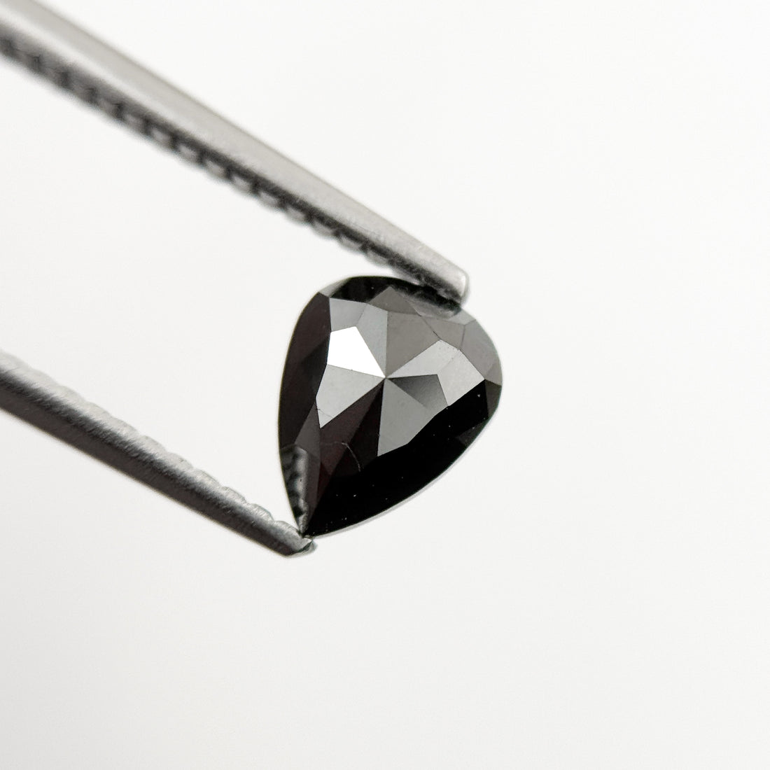 1.01 Ct Pear Rose Cut Black Natural Salt and Pepper Diamond