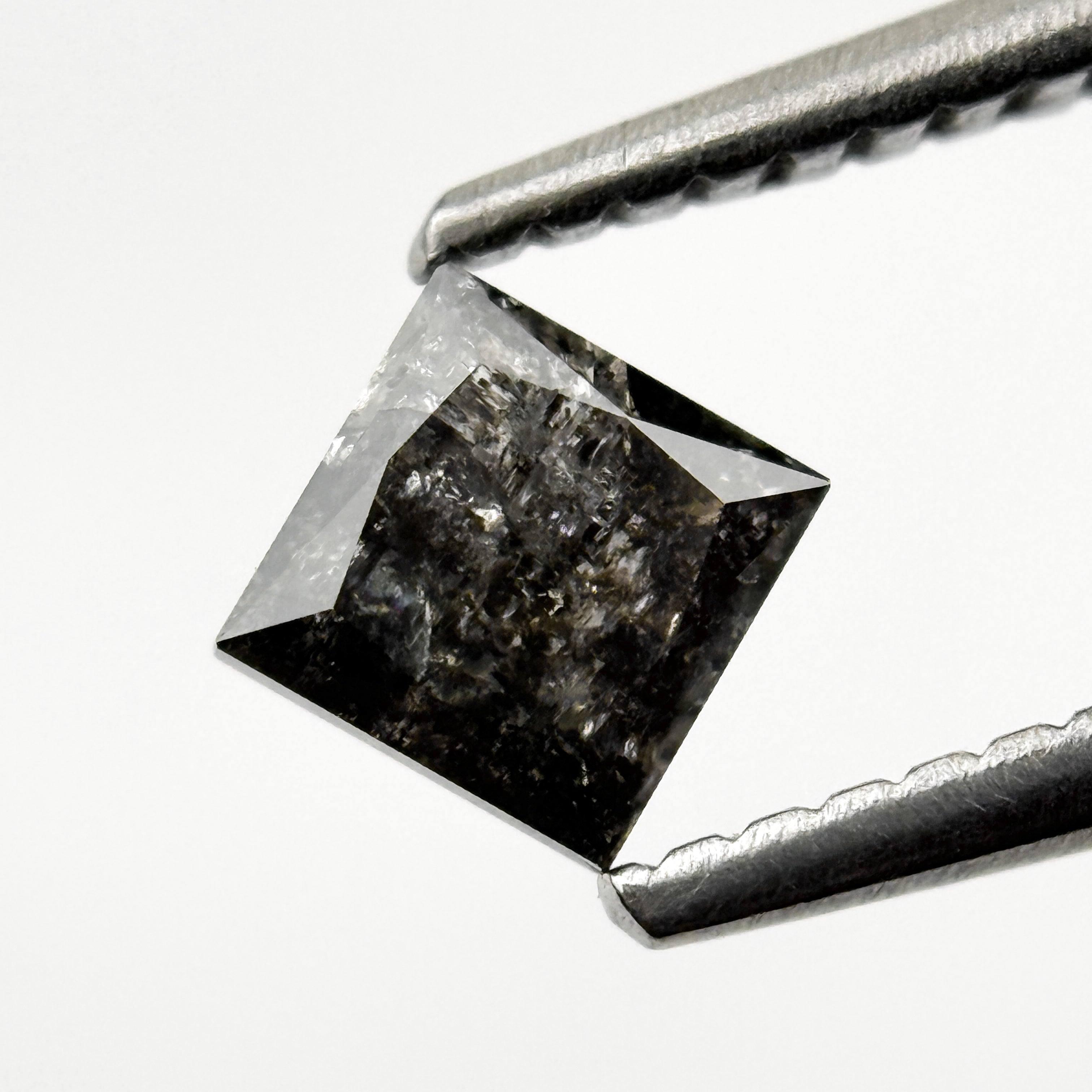 0.48 Ct Princess Rose Cut Black Natural Unique Diamond