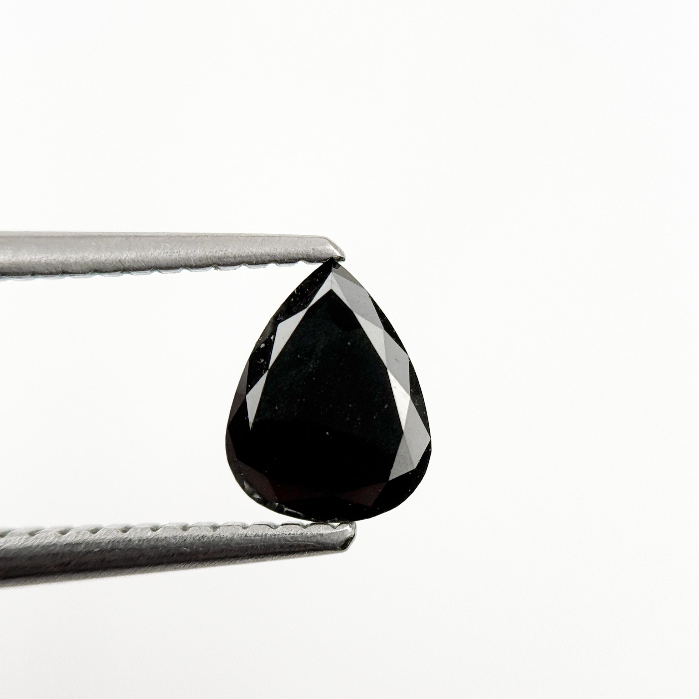 1.01 Ct Pear Rose Cut Black Natural Salt and Pepper Diamond
