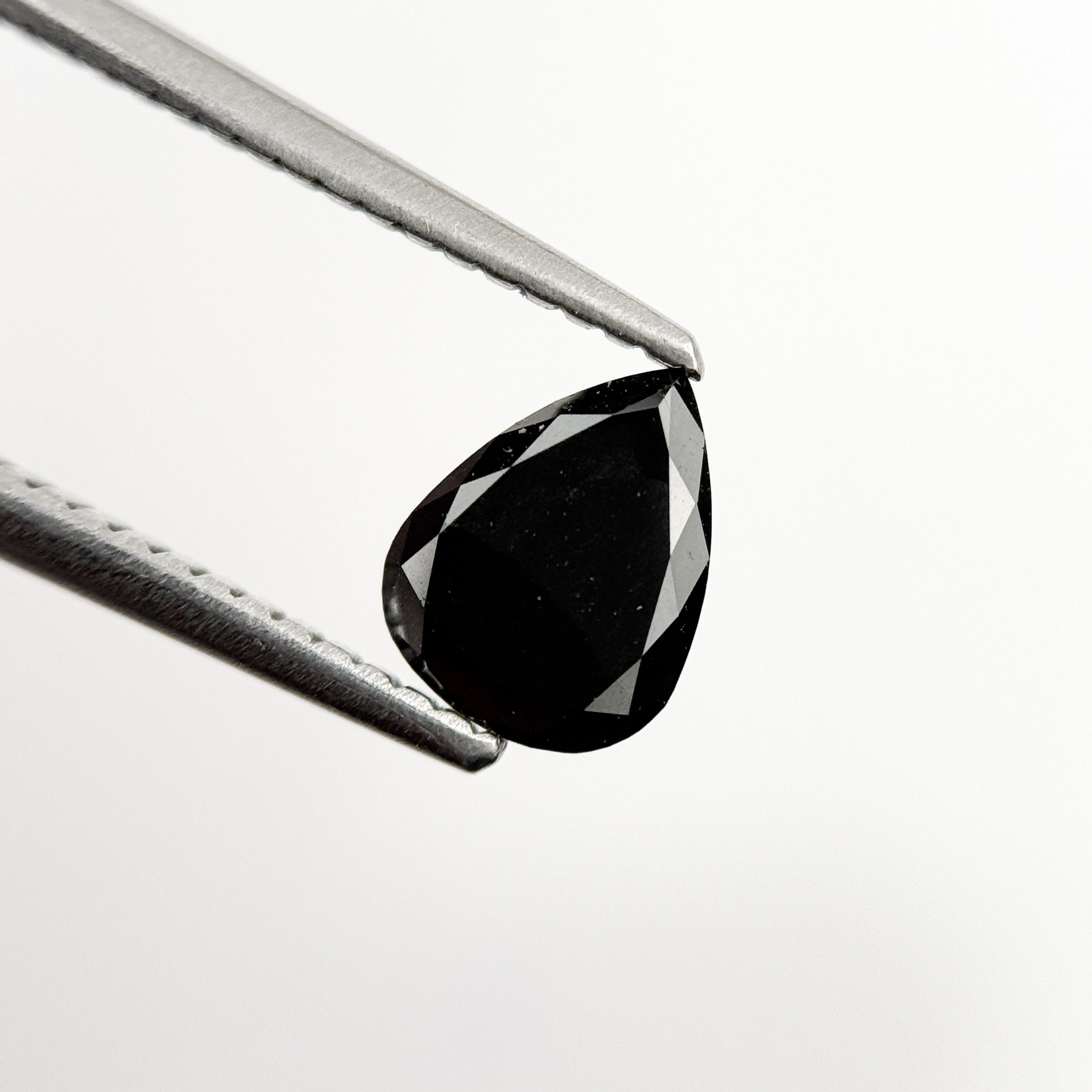 1.01 Ct Pear Rose Cut Black Natural Salt and Pepper Diamond