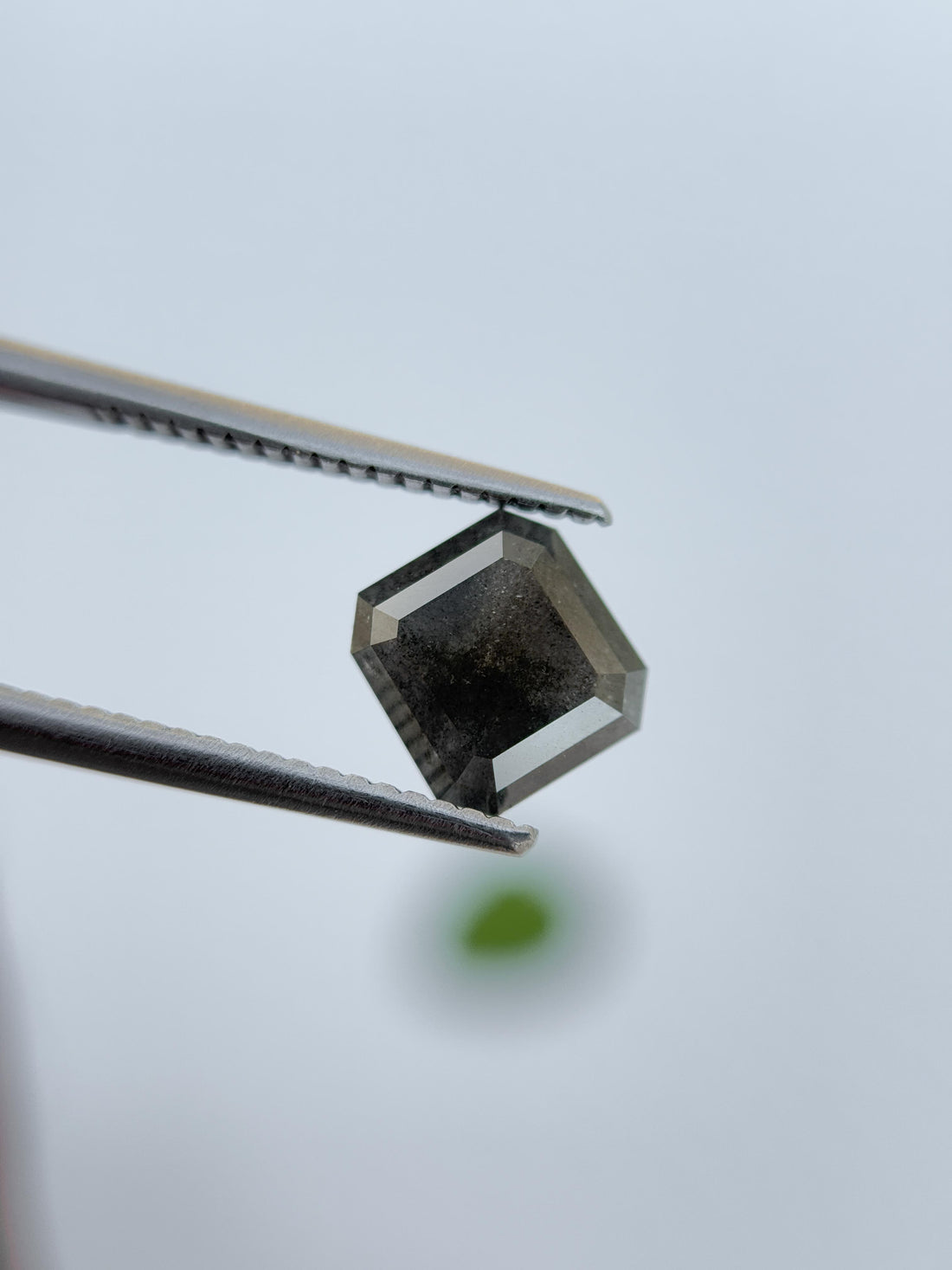 2.14 Ct Emerald Rose Cut Grey Natural Salt and Pepper Diamond