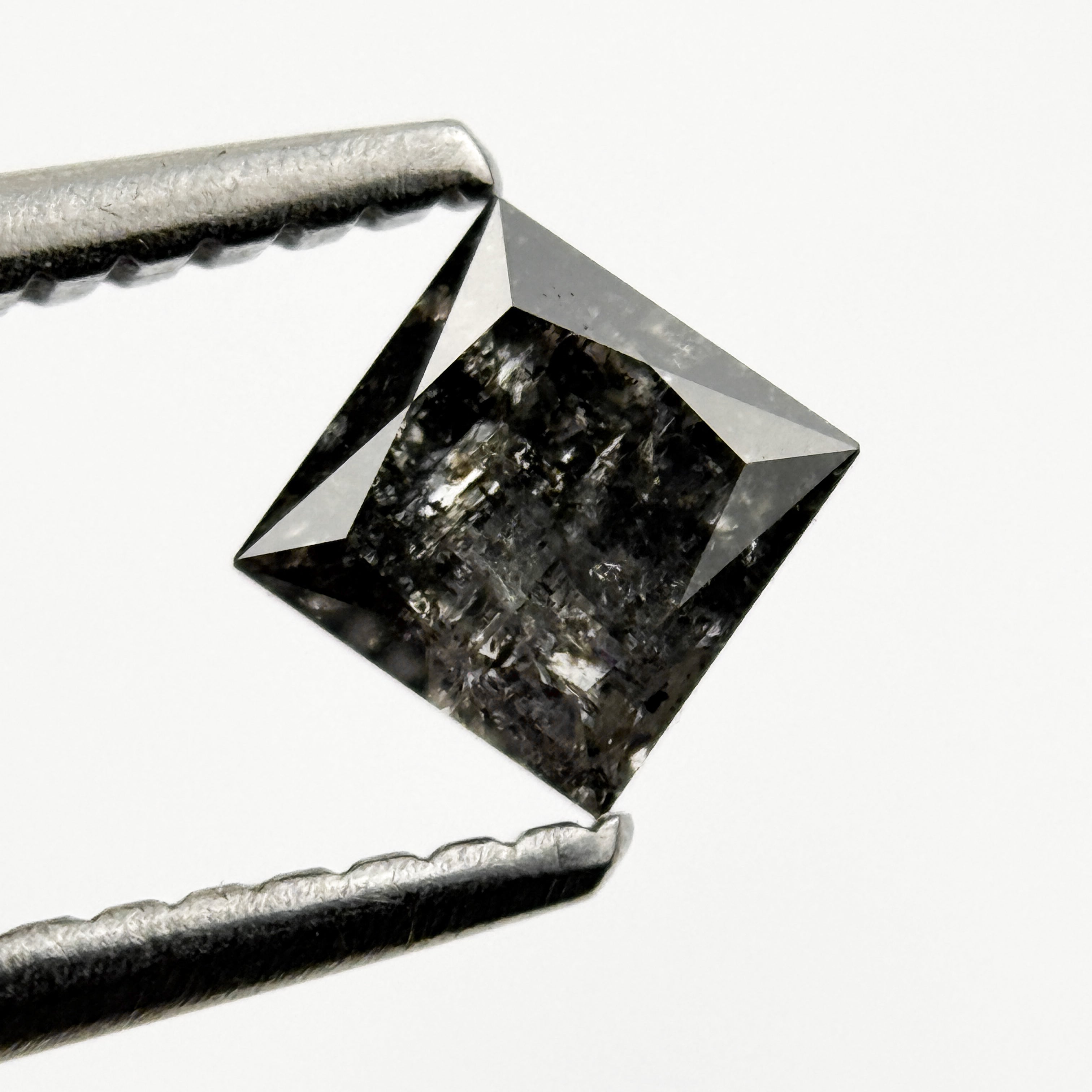 0.48 Ct Princess Rose Cut Black Natural Unique Diamond