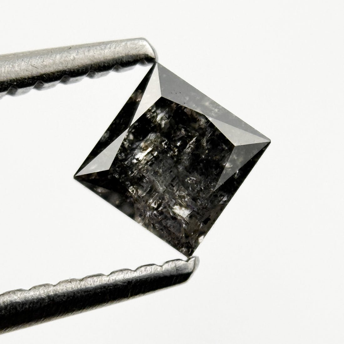 0.48 Ct Princess Rose Cut Black Natural Unique Diamond