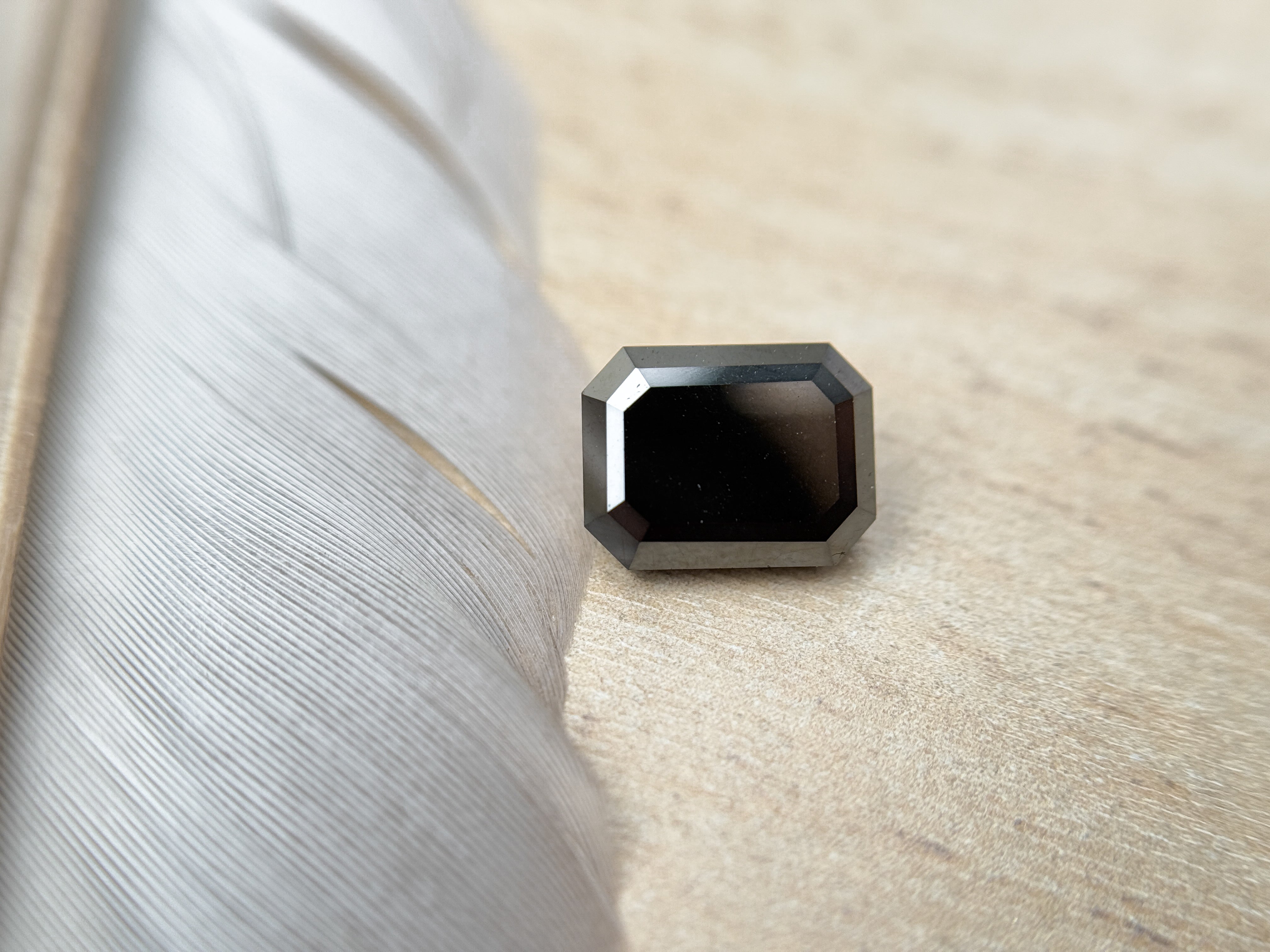 3.00 Ct Emerald Rose Cut Black Natural Salt and Pepper Diamond