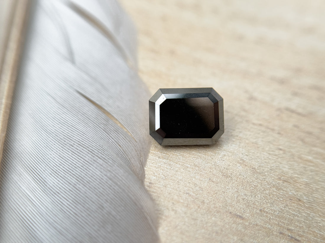 3.00 Ct Emerald Rose Cut Black Natural Salt and Pepper Diamond