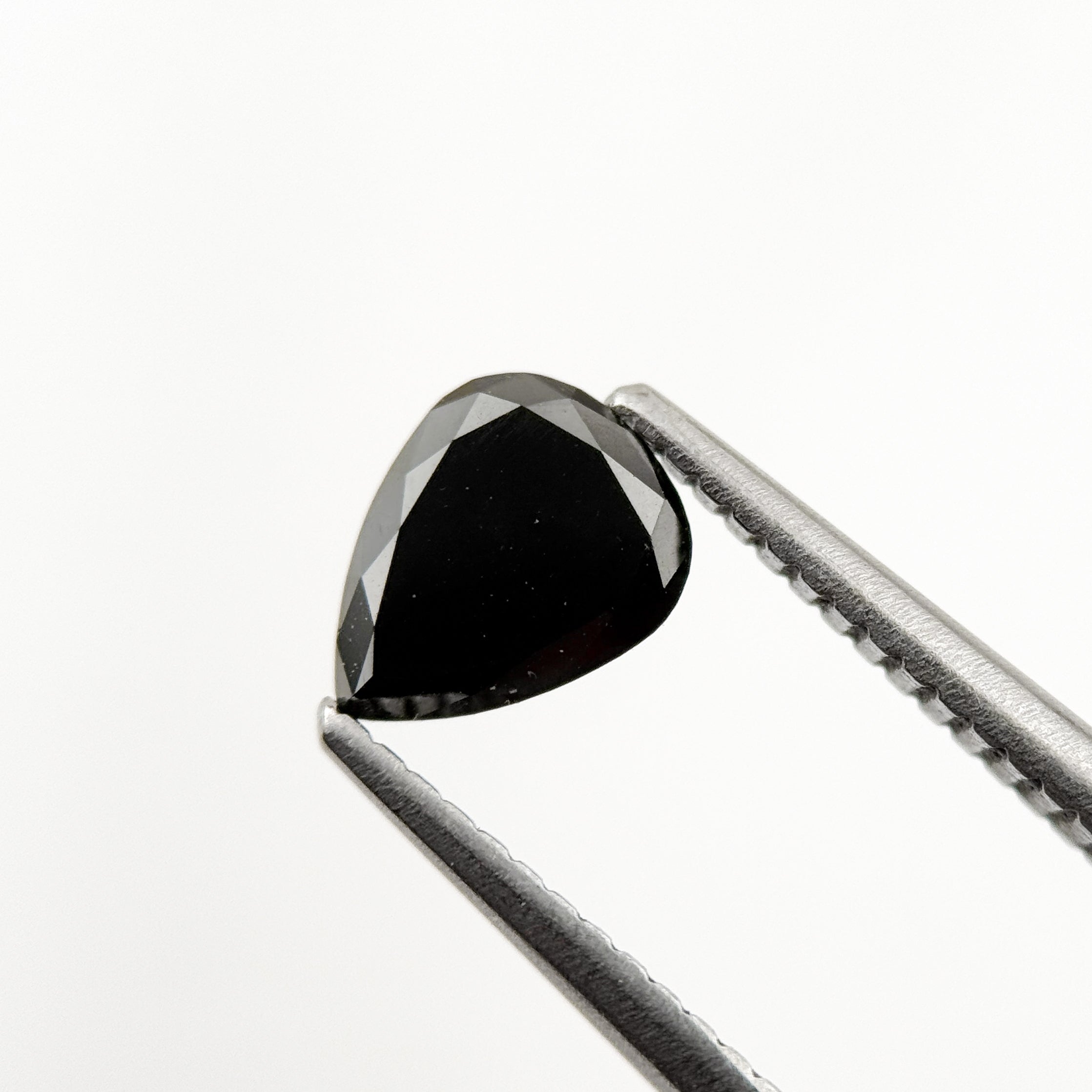 1.01 Ct Pear Rose Cut Black Natural Salt and Pepper Diamond