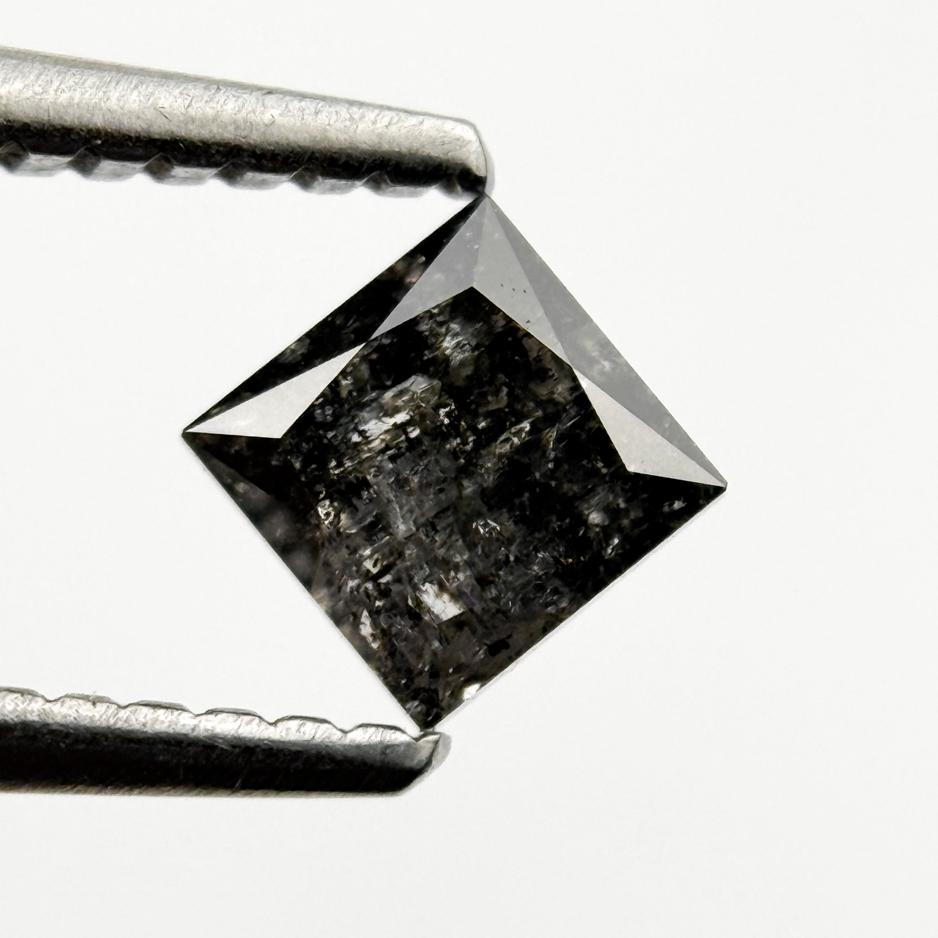 0.48 Ct Princess Rose Cut Black Natural Unique Diamond