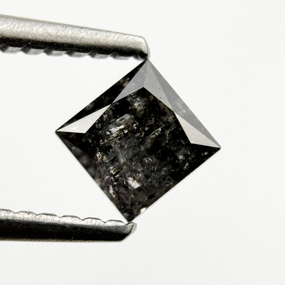 0.48 Ct Princess Rose Cut Black Natural Unique Diamond