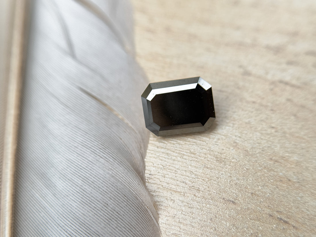 3.00 Ct Emerald Rose Cut Black Natural Salt and Pepper Diamond