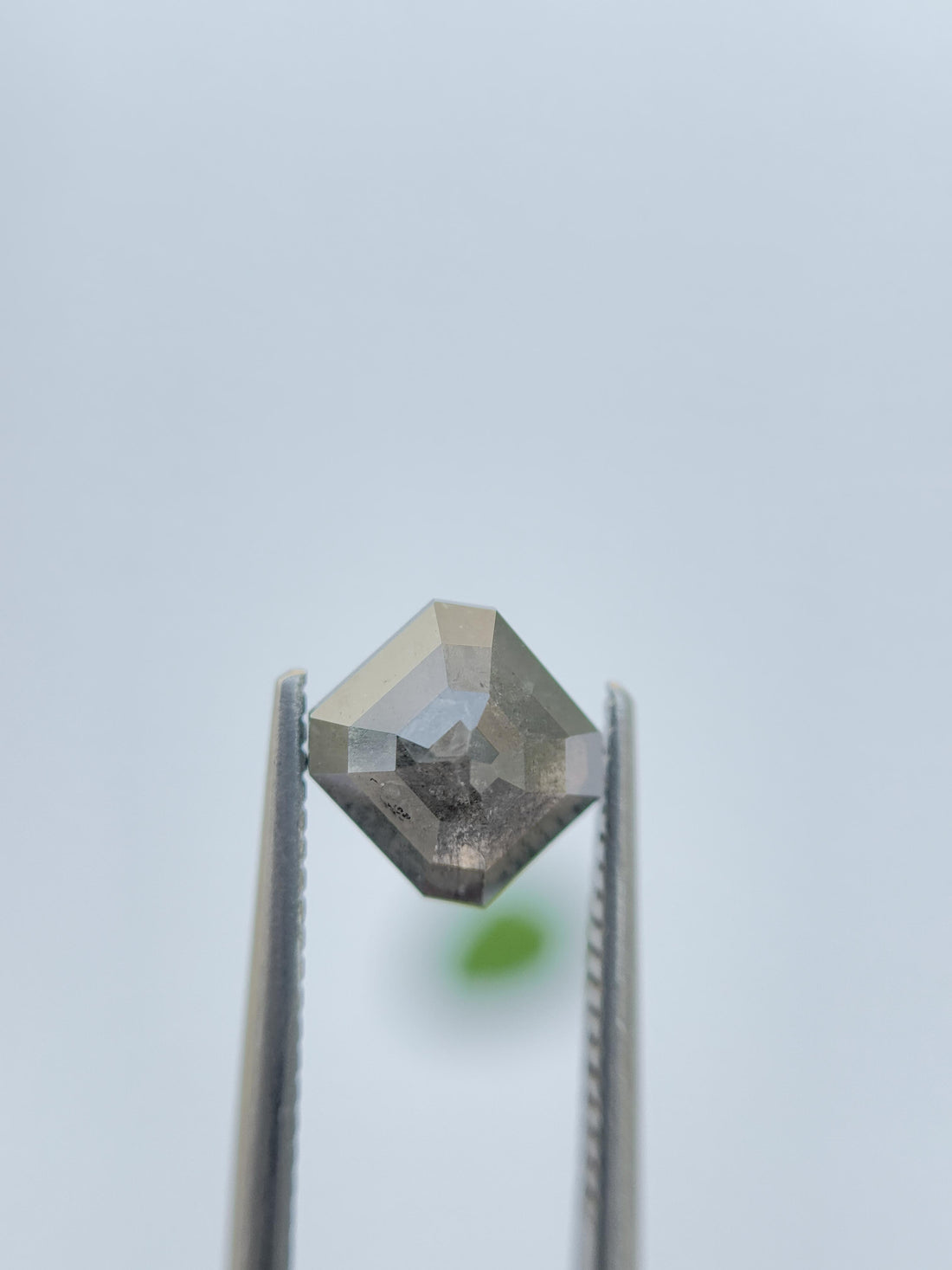 2.14 Ct Emerald Rose Cut Grey Natural Salt and Pepper Diamond