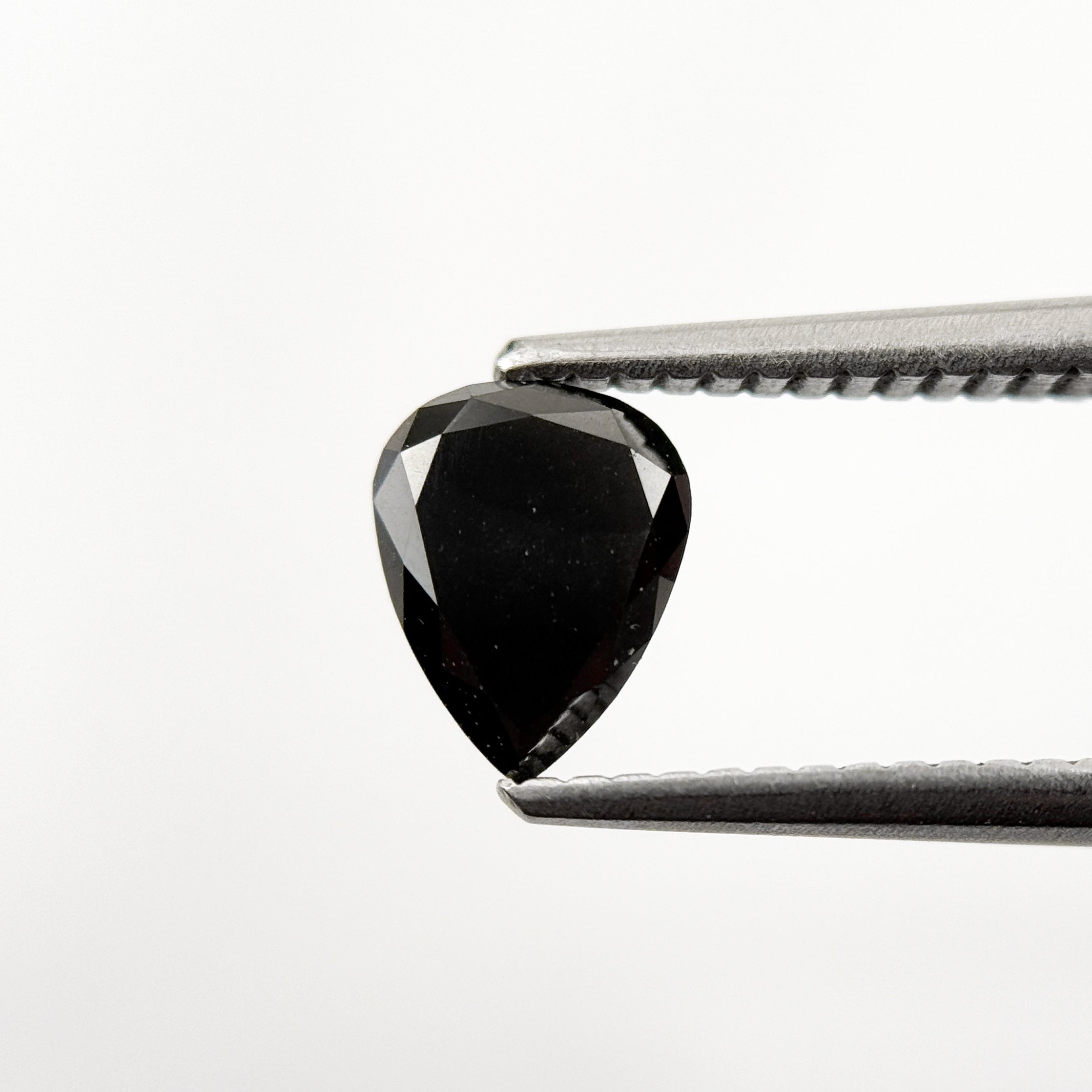 1.01 Ct Pear Rose Cut Black Natural Salt and Pepper Diamond