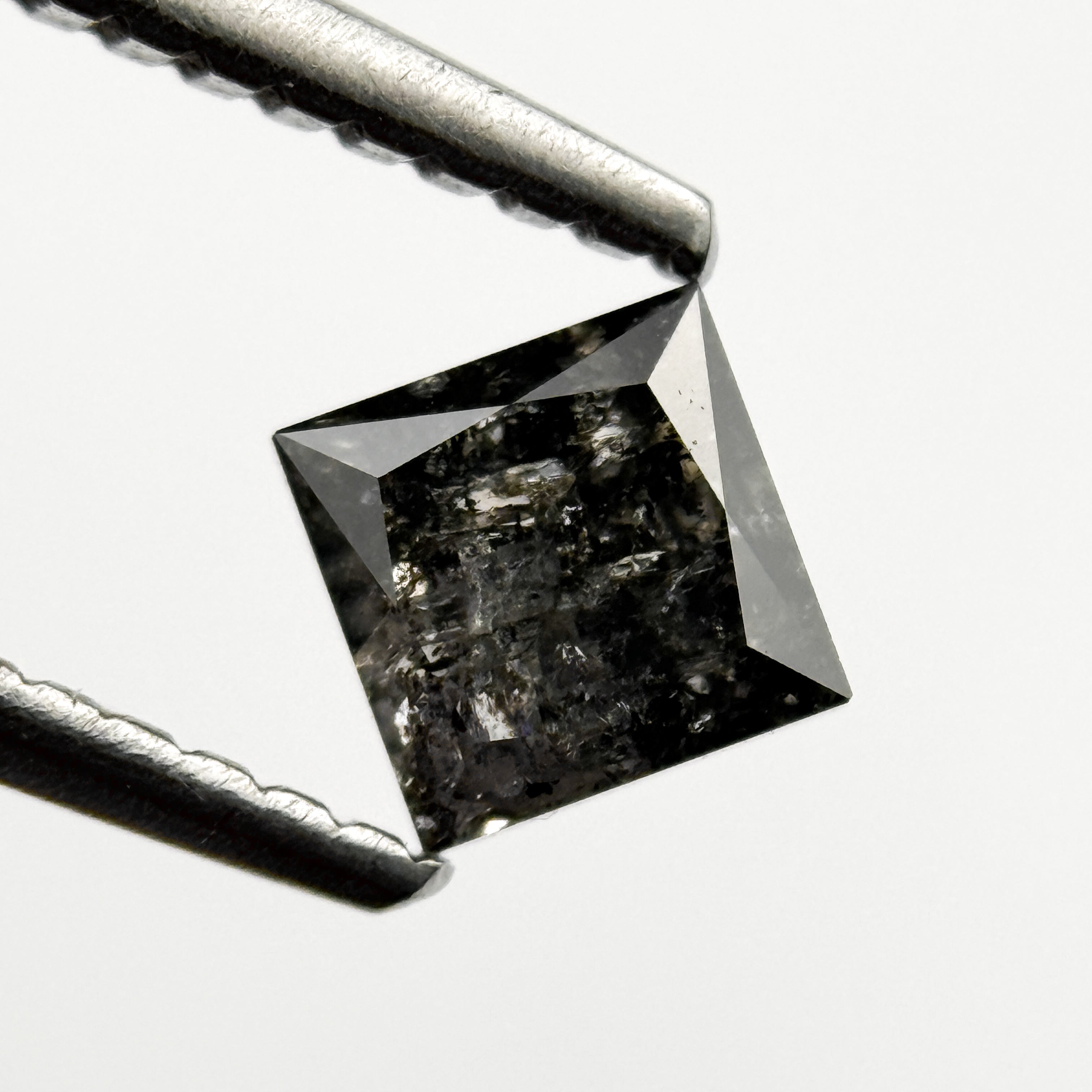 0.48 Ct Princess Rose Cut Black Natural Unique Diamond