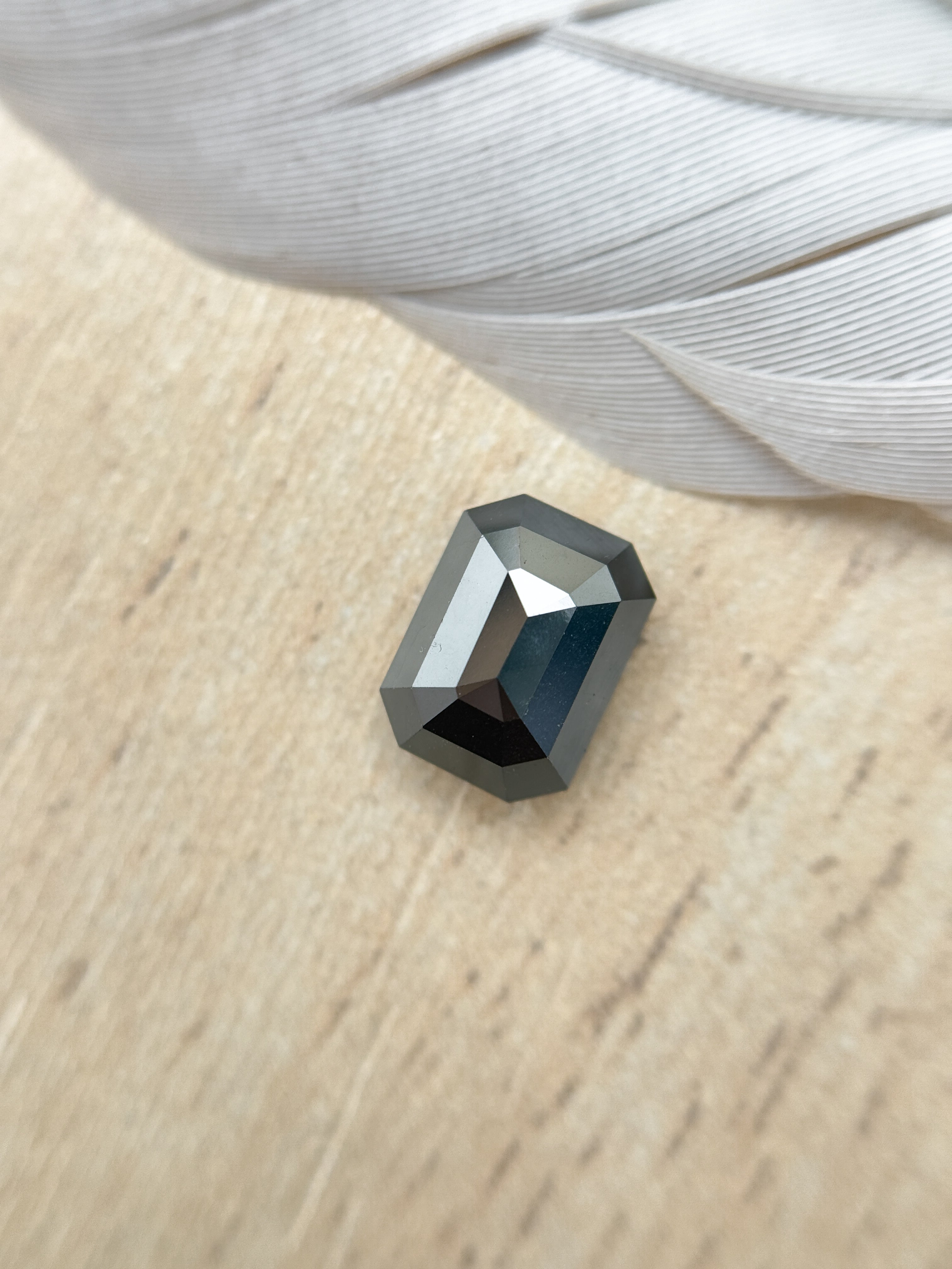 3.00 Ct Emerald Rose Cut Black Natural Salt and Pepper Diamond