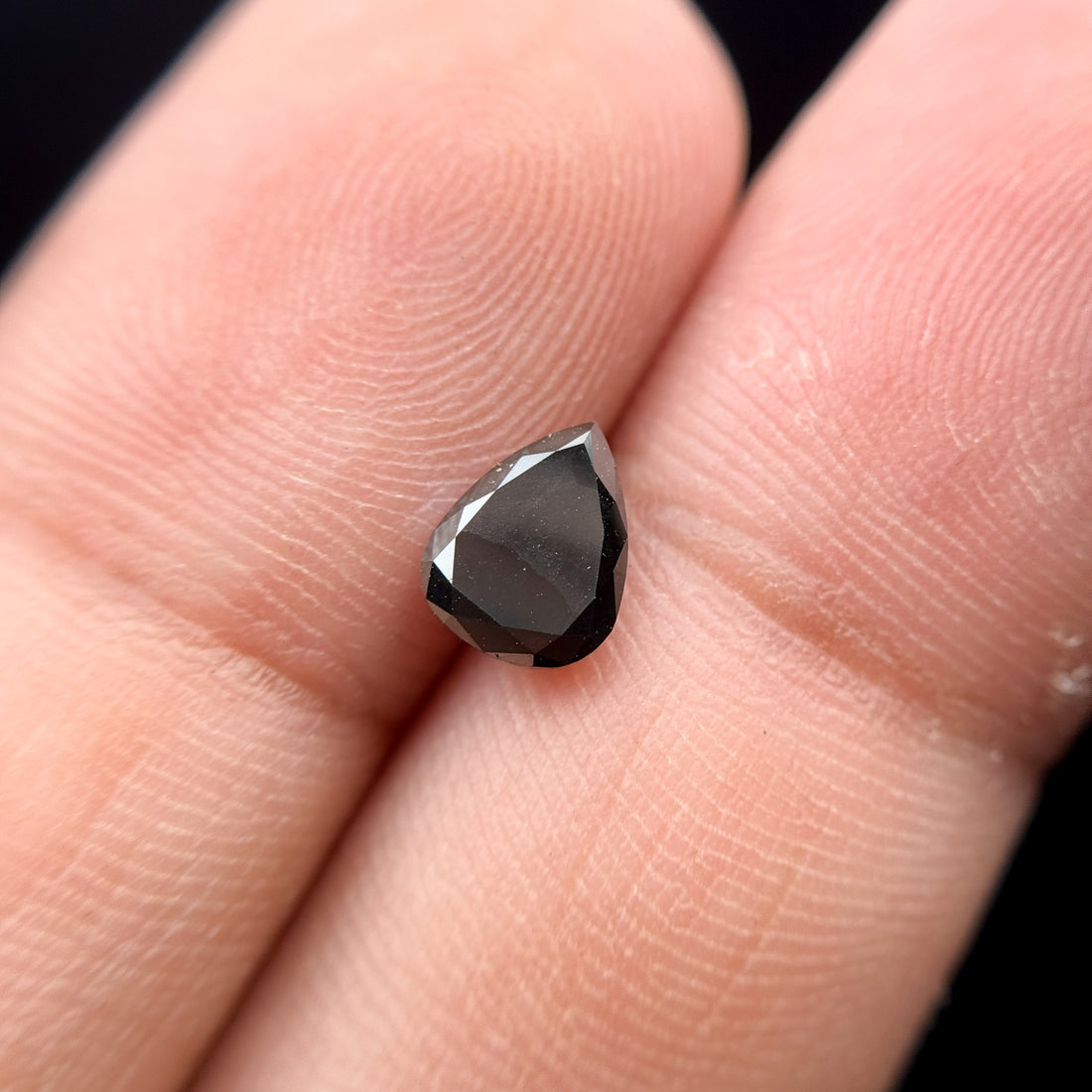 1.01 Ct Pear Rose Cut Black Natural Salt and Pepper Diamond