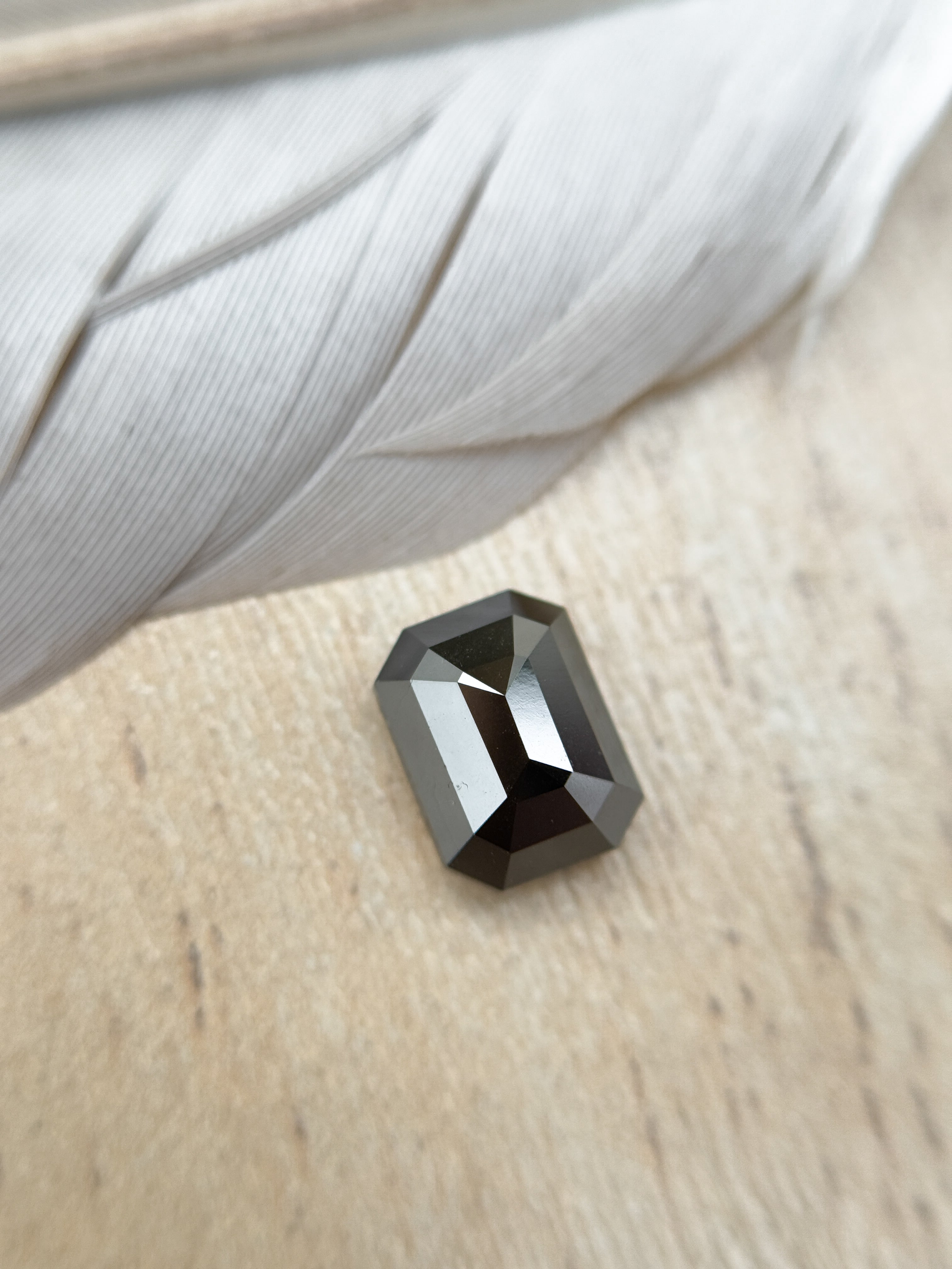 3.00 Ct Emerald Rose Cut Black Natural Salt and Pepper Diamond