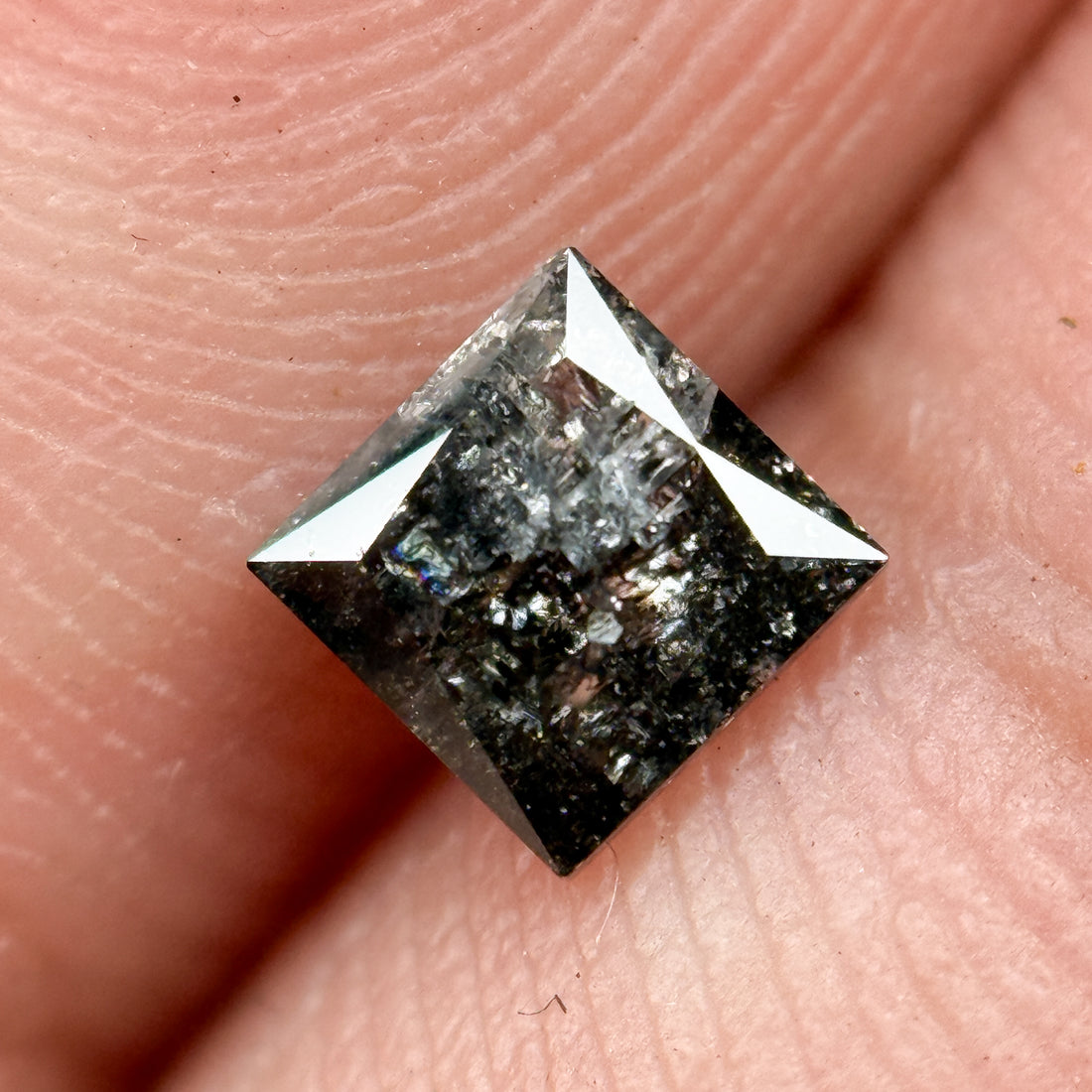0.48 Ct Princess Rose Cut Black Natural Unique Diamond