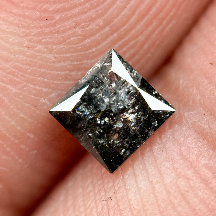 0.48 Ct Princess Rose Cut Black Natural Unique Diamond