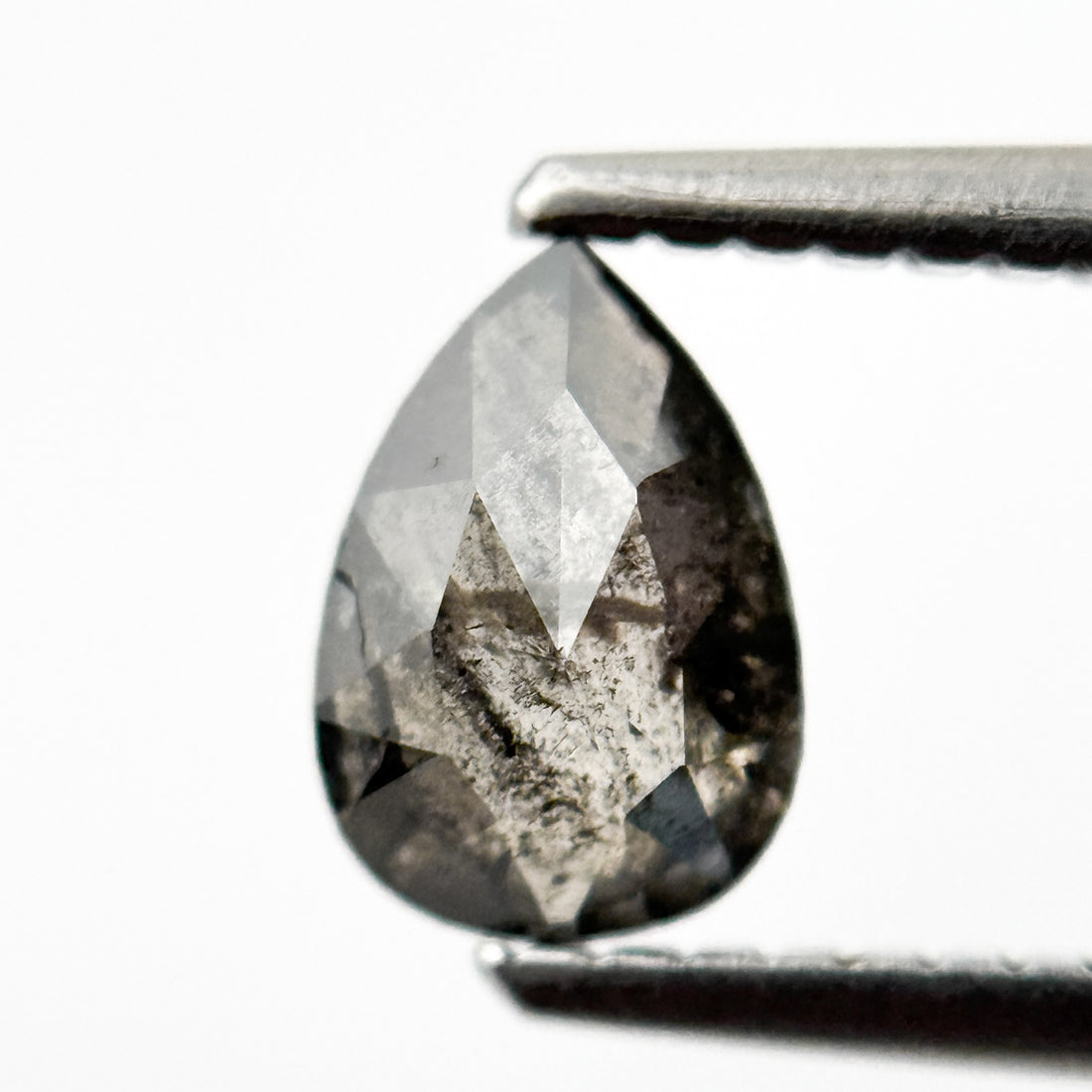 0.72 Ct Pear Rose Cut Grey Natural Vintage Diamond
