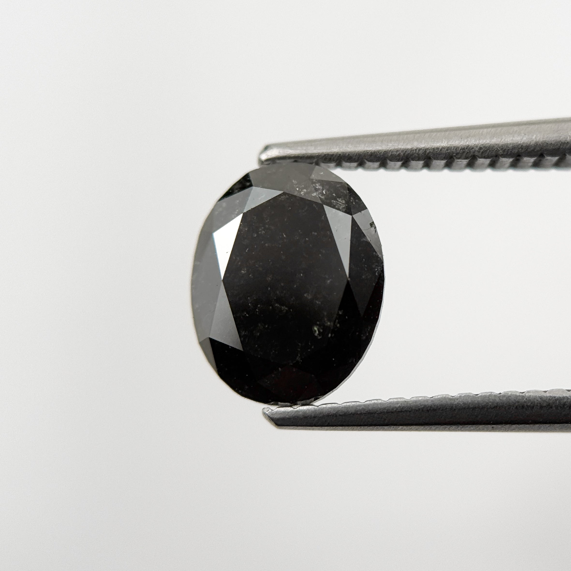 1.61 Ct Oval Rose Cut Black Natural Fancy Diamond