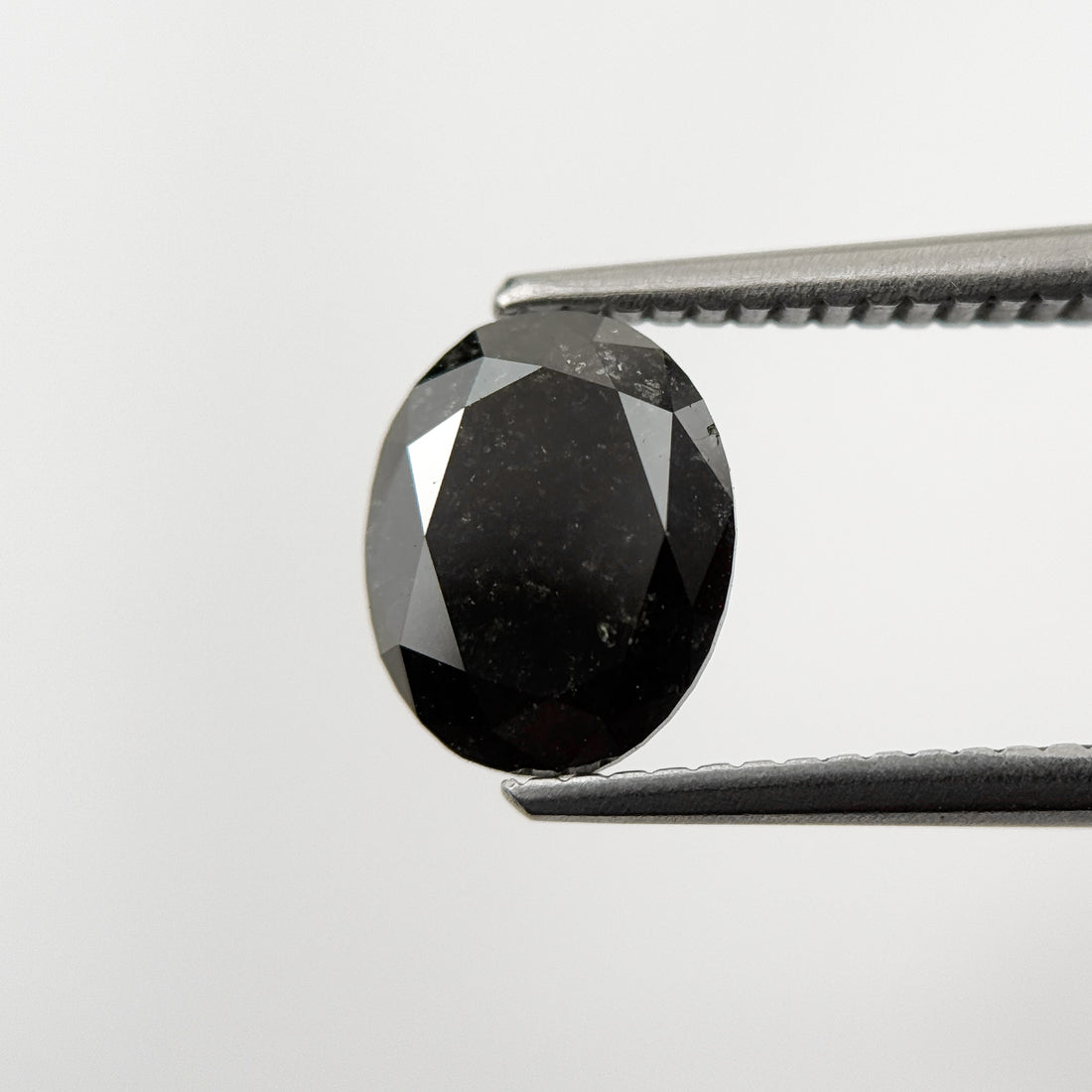 1.61 Ct Oval Rose Cut Black Natural Fancy Diamond