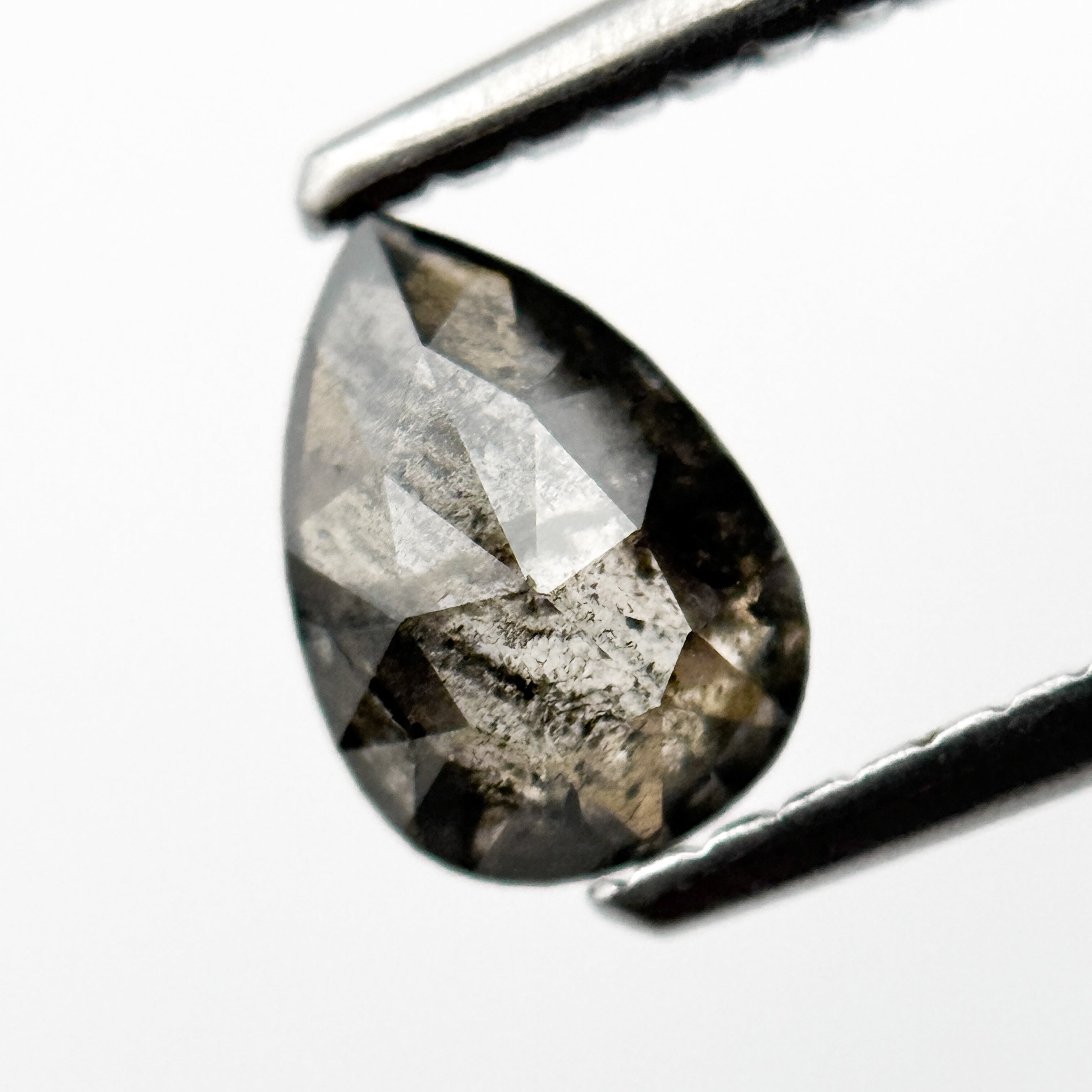 0.72 Ct Pear Rose Cut Grey Natural Vintage Diamond