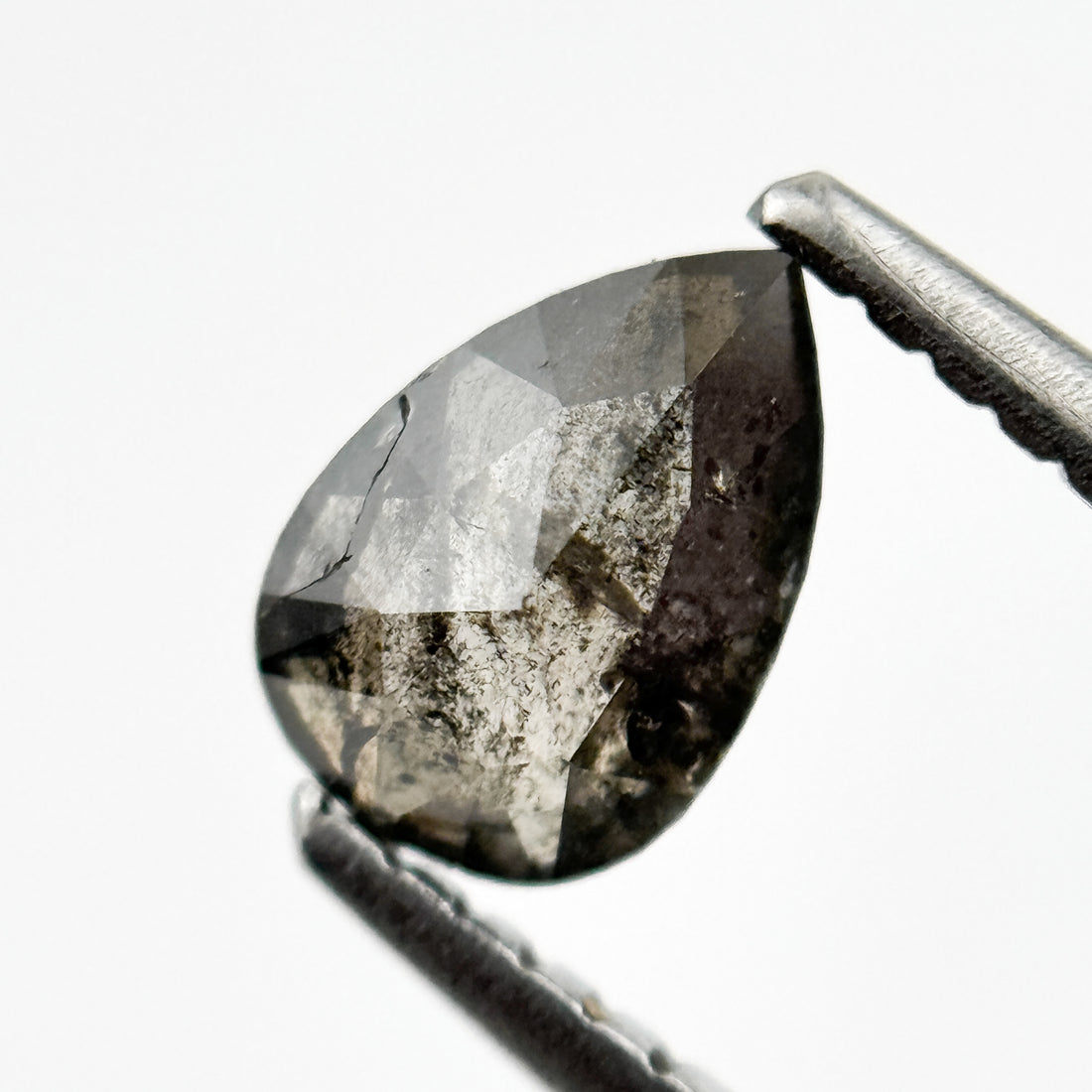 0.72 Ct Pear Rose Cut Grey Natural Vintage Diamond