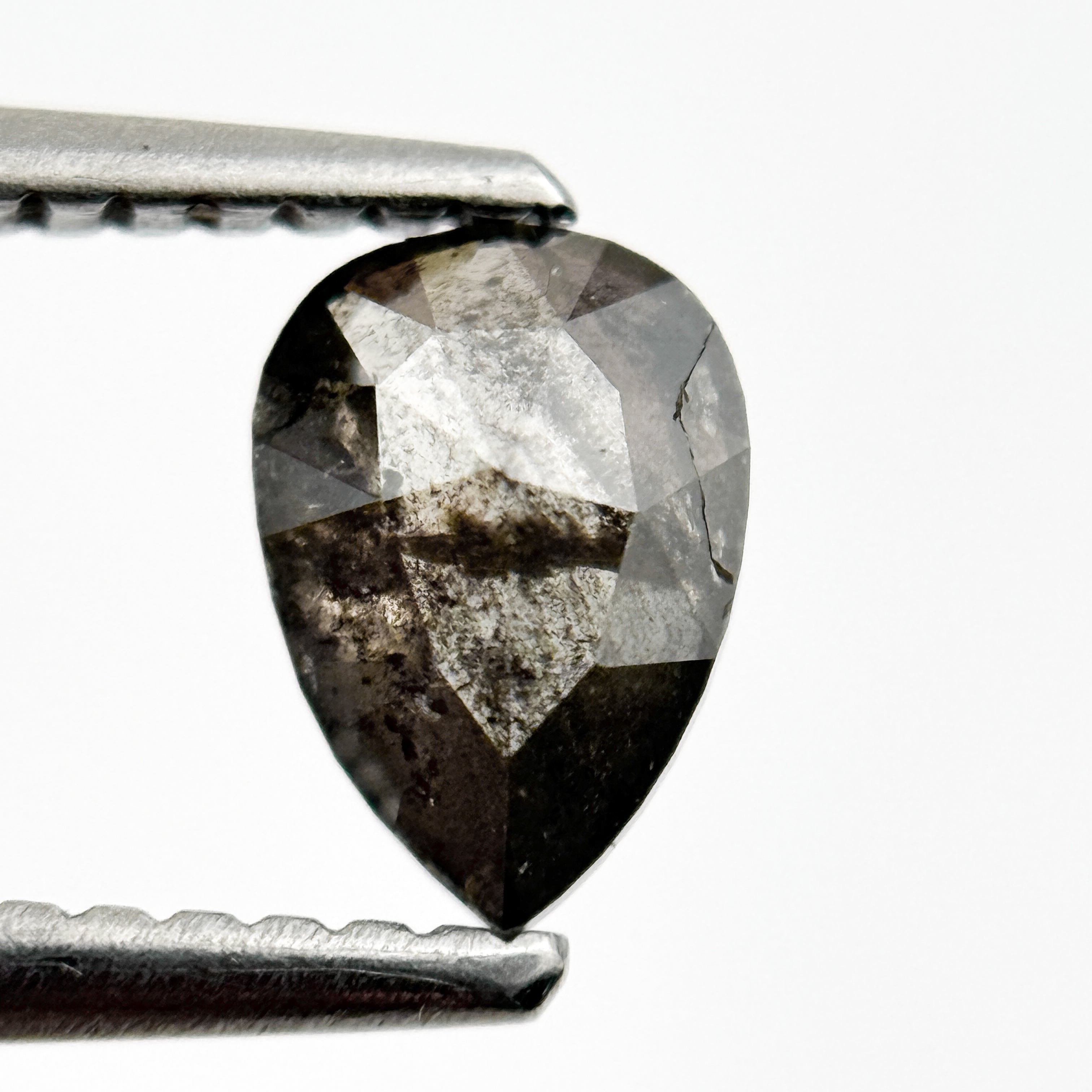 0.72 Ct Pear Rose Cut Grey Natural Vintage Diamond