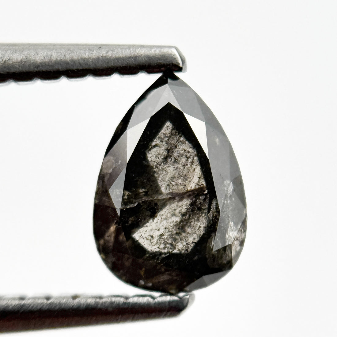 0.72 Ct Pear Rose Cut Grey Natural Vintage Diamond