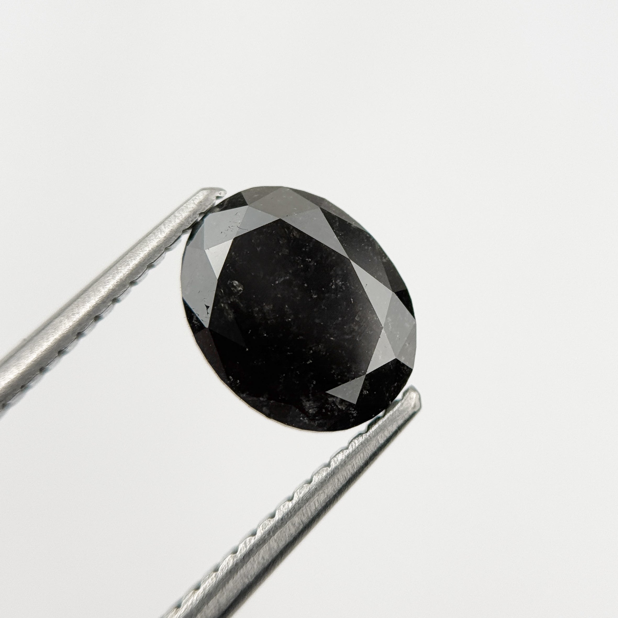 1.61 Ct Oval Rose Cut Black Natural Fancy Diamond