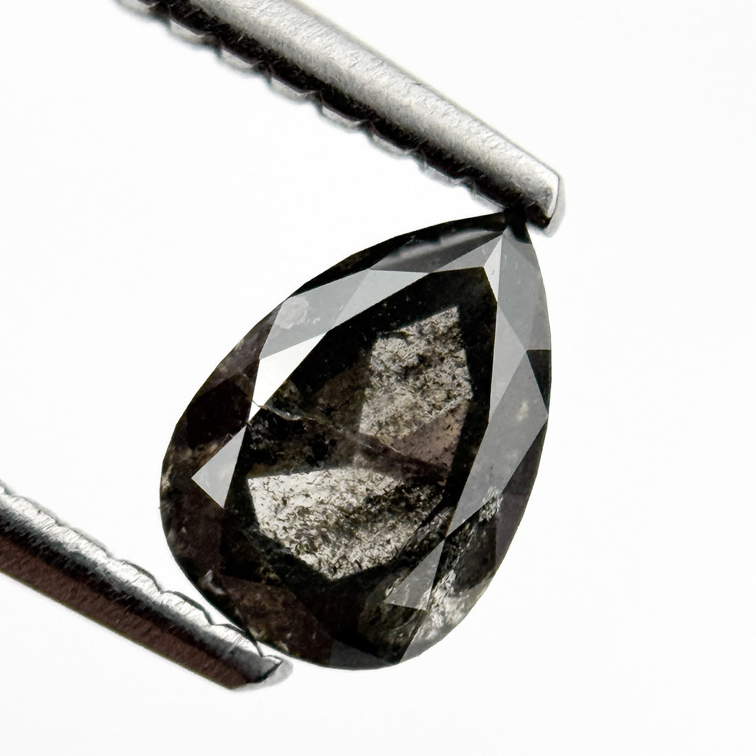 0.72 Ct Pear Rose Cut Grey Natural Vintage Diamond