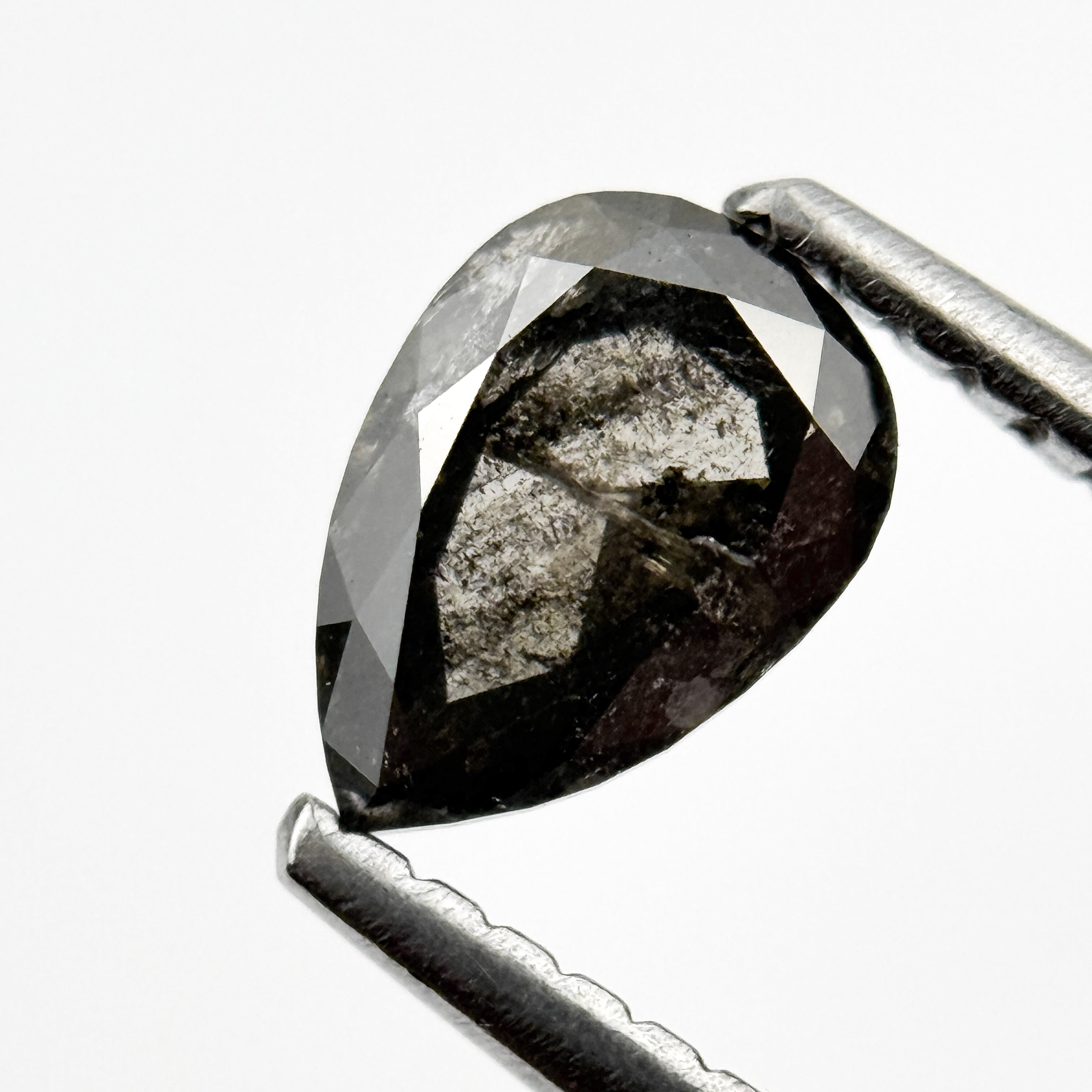 0.72 Ct Pear Rose Cut Grey Natural Vintage Diamond