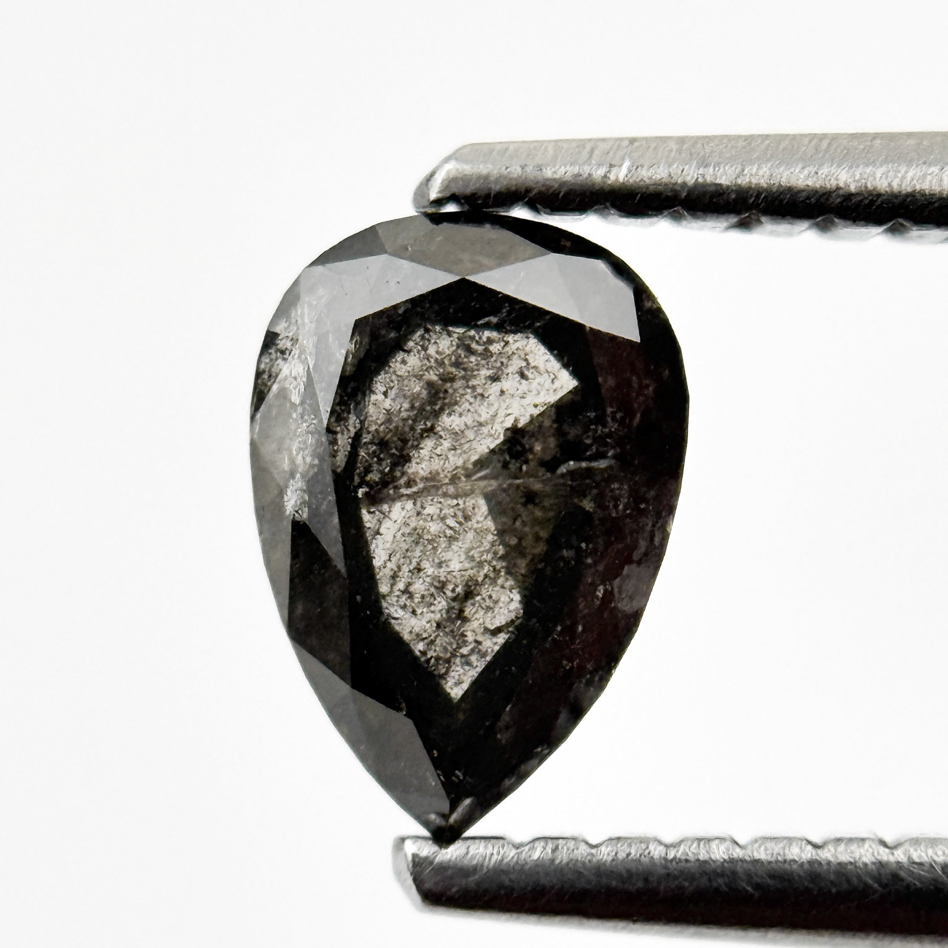 0.72 Ct Pear Rose Cut Grey Natural Vintage Diamond